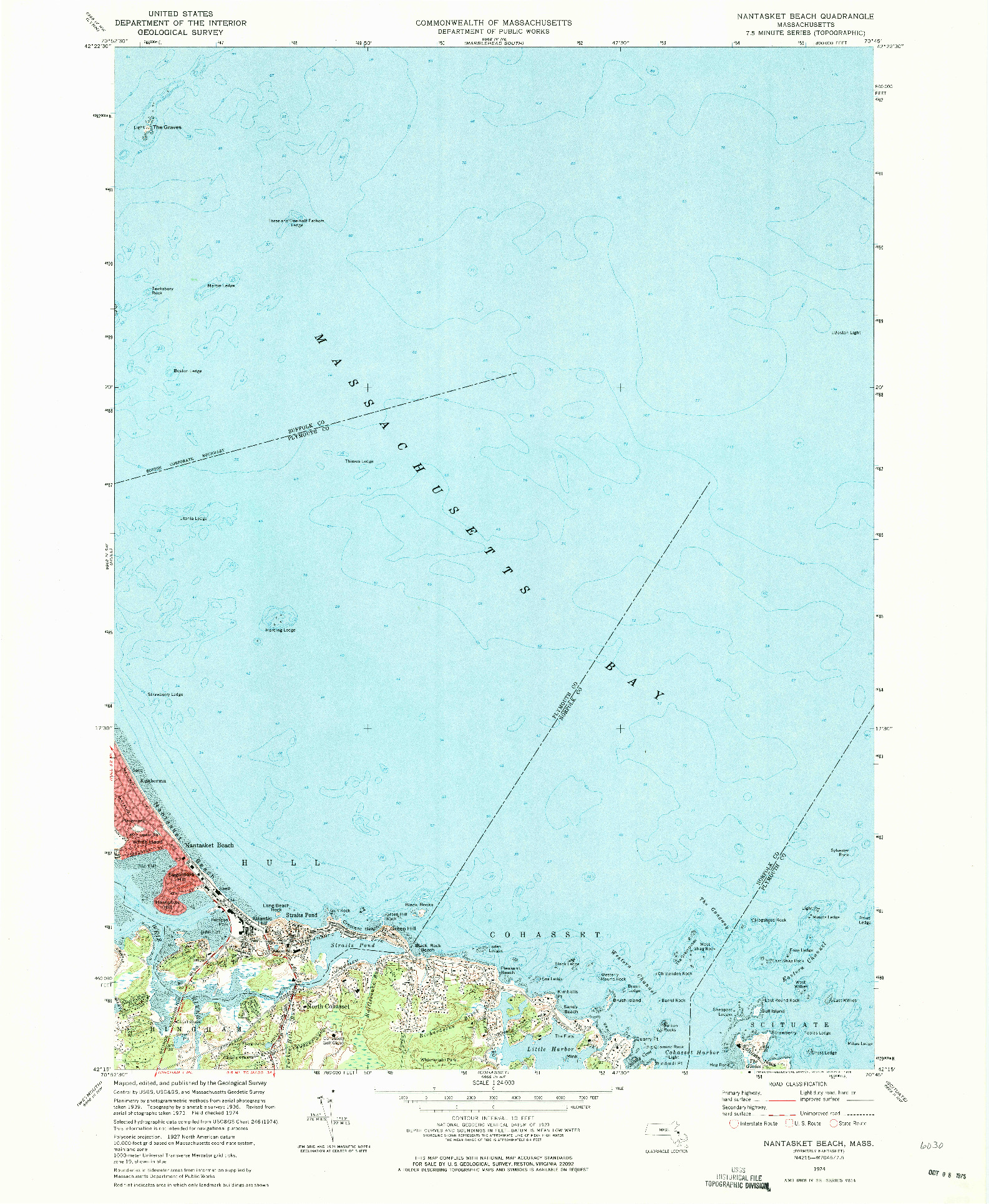 USGS 1:24000-SCALE QUADRANGLE FOR NANTASKET BEACH, MA 1974