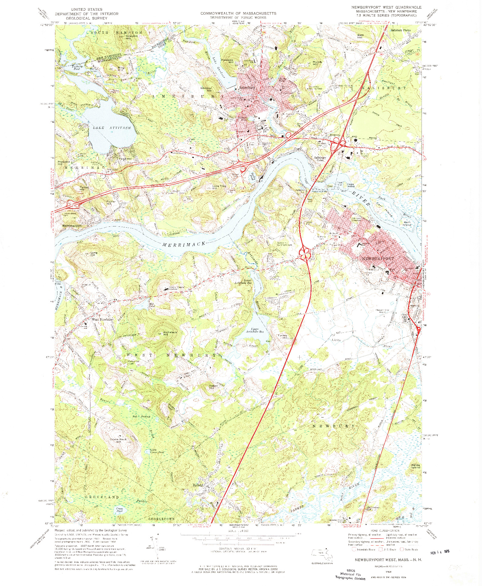 USGS 1:24000-SCALE QUADRANGLE FOR NEWBURYPORT WEST, MA 1968