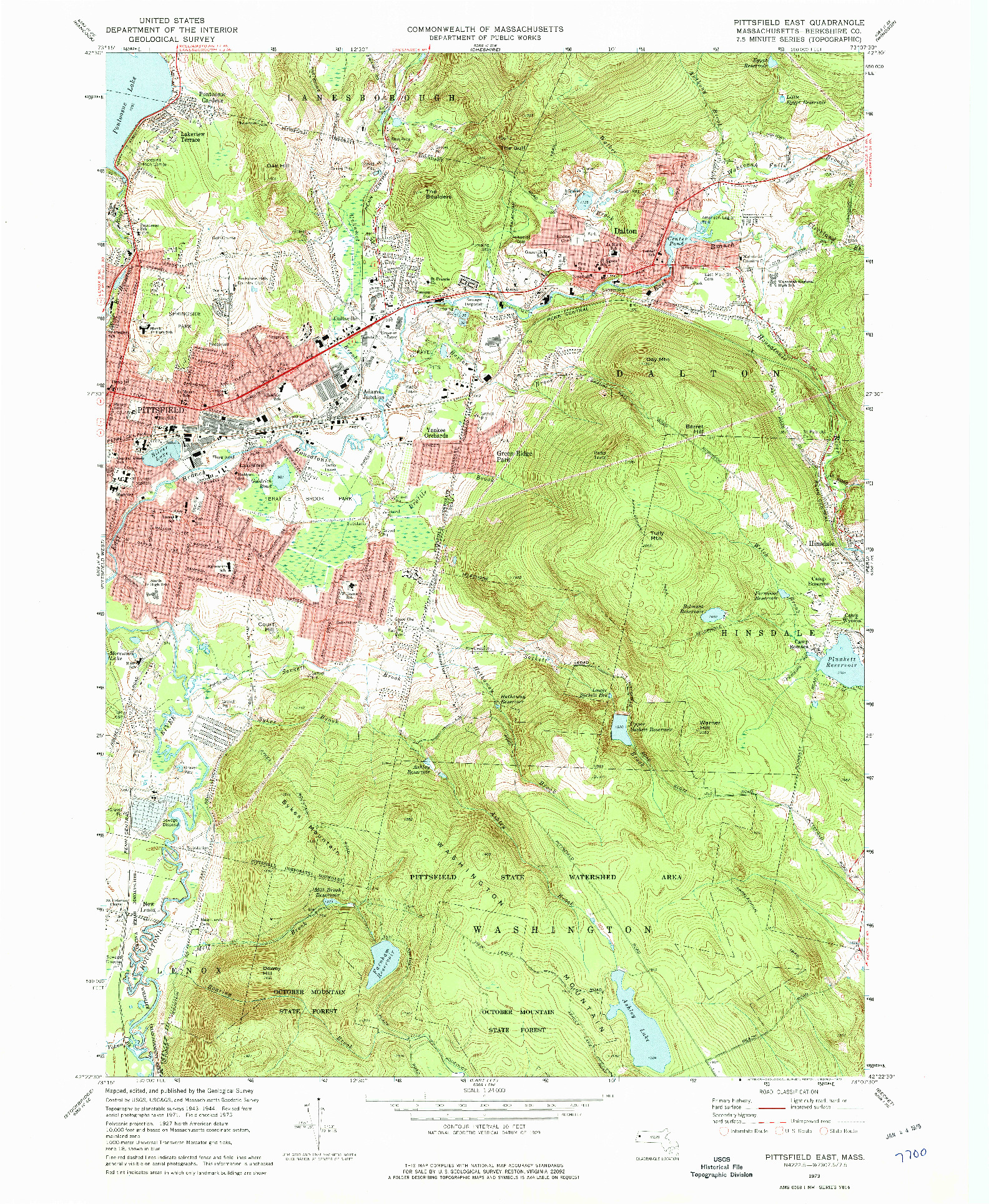 USGS 1:24000-SCALE QUADRANGLE FOR PITTSFIELD EAST, MA 1973