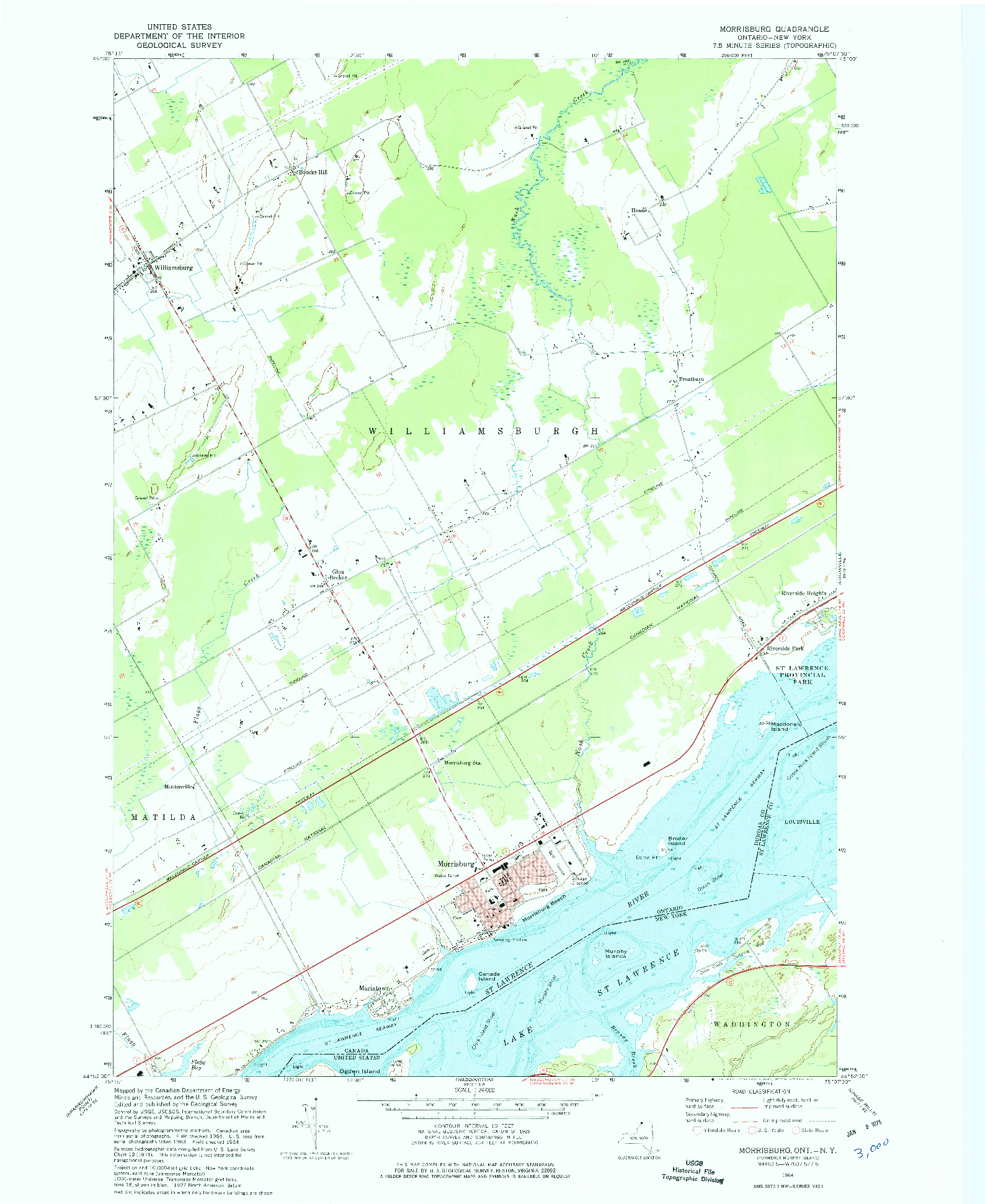USGS 1:24000-SCALE QUADRANGLE FOR MORRISBURG, NY 1964