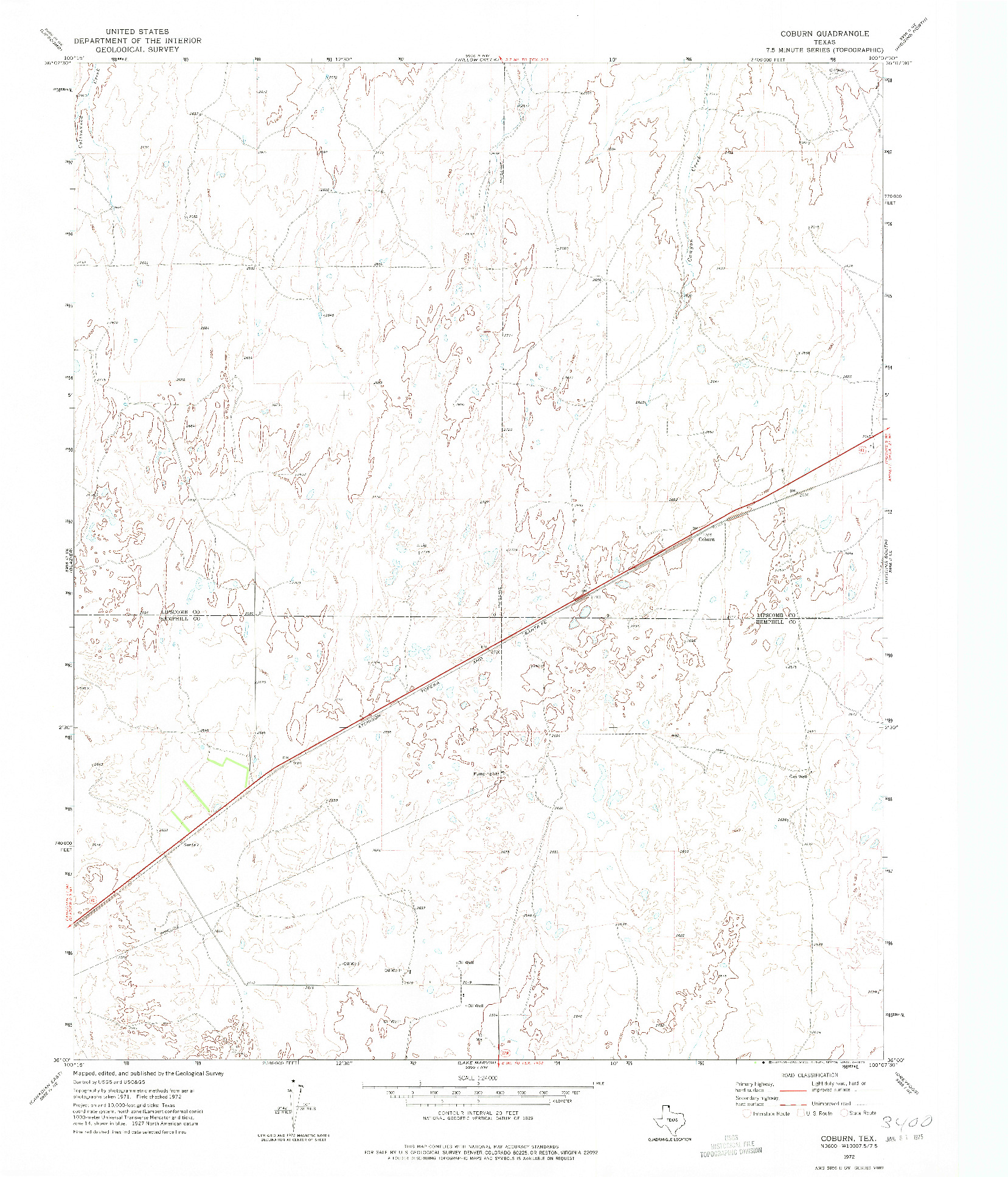 USGS 1:24000-SCALE QUADRANGLE FOR COBURN, TX 1972