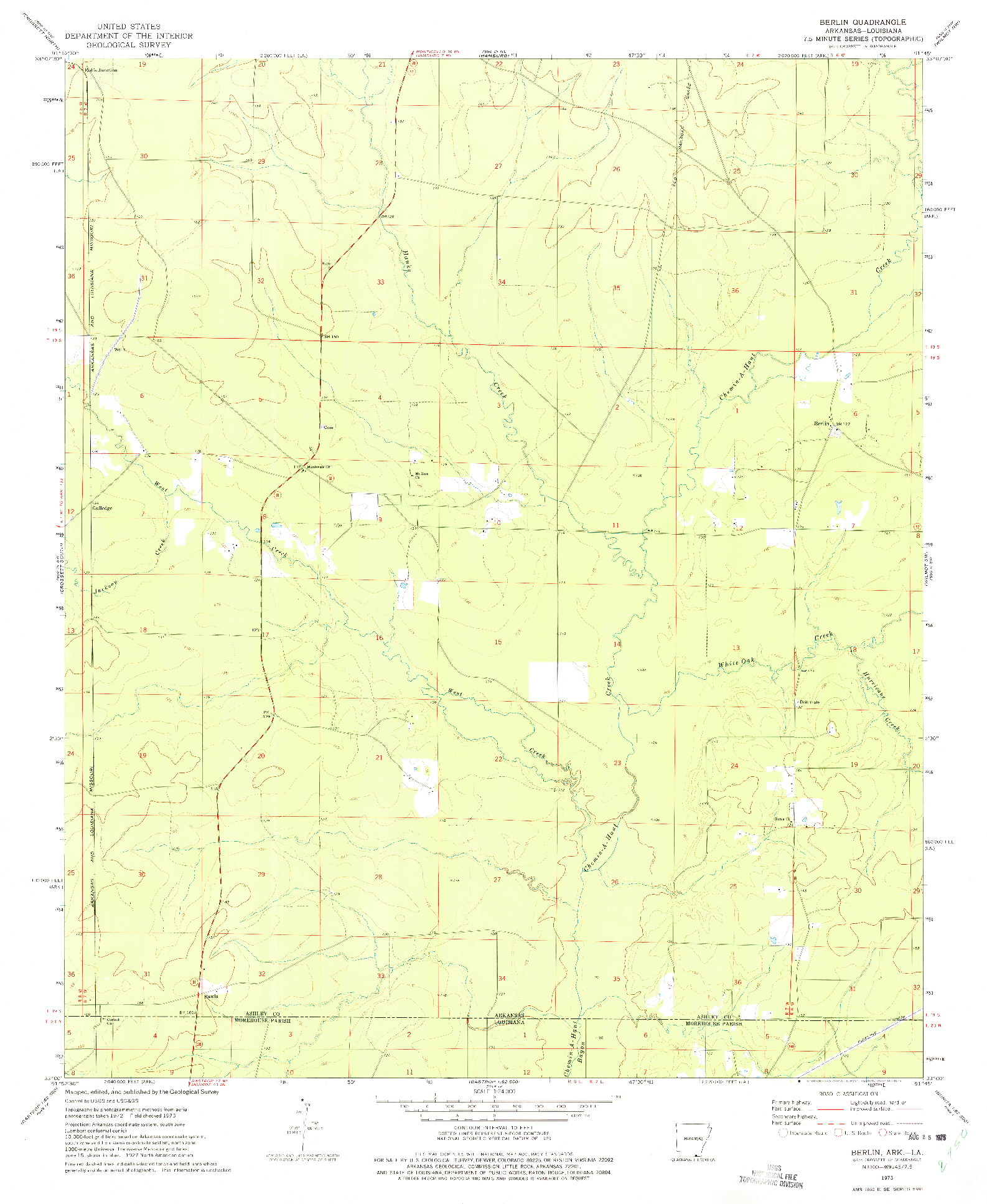 USGS 1:24000-SCALE QUADRANGLE FOR BERLIN, AR 1973