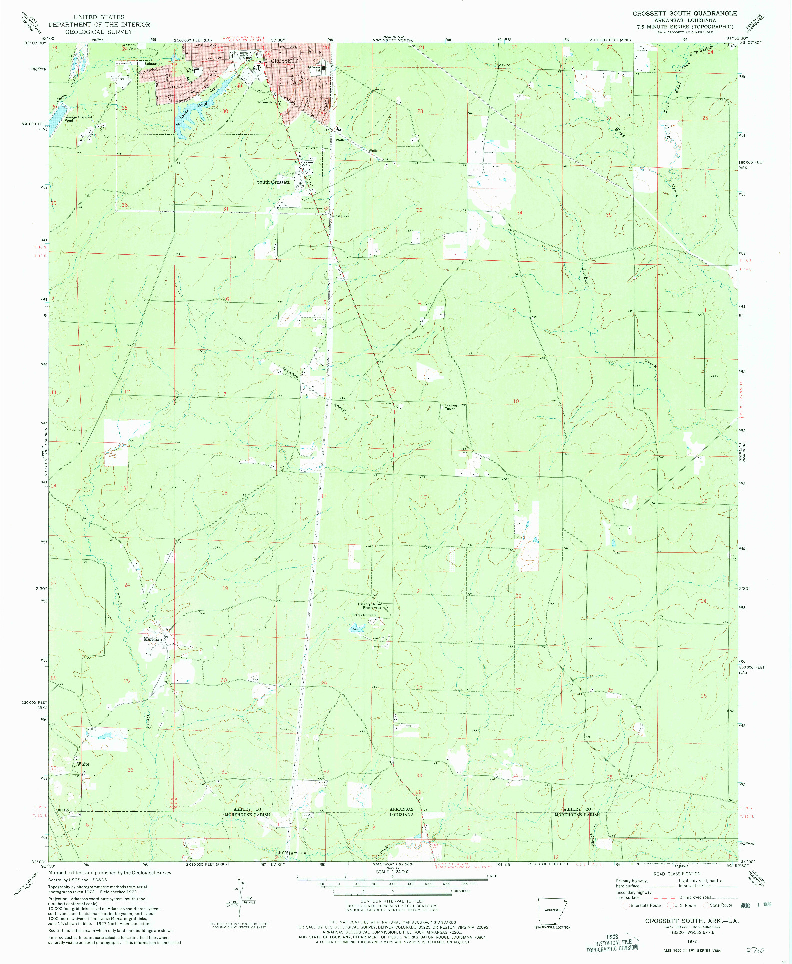 USGS 1:24000-SCALE QUADRANGLE FOR CROSSETT SOUTH, AR 1973