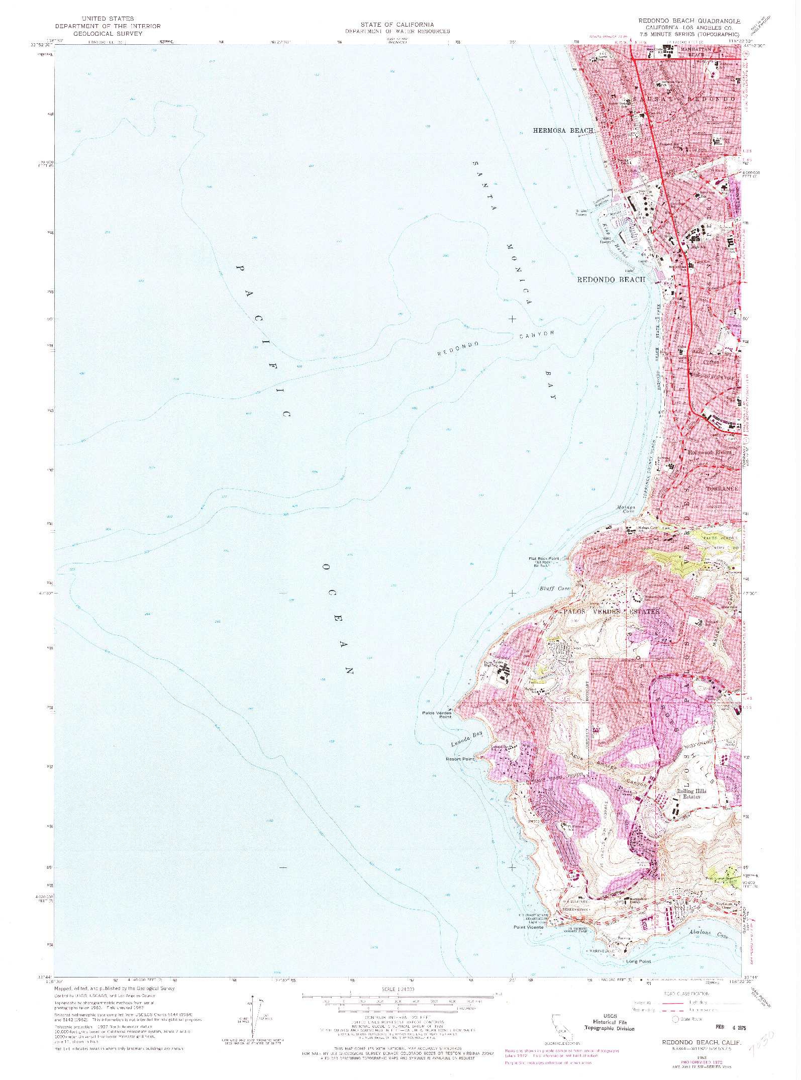 USGS 1:24000-SCALE QUADRANGLE FOR REDONDO BEACH, CA 1963