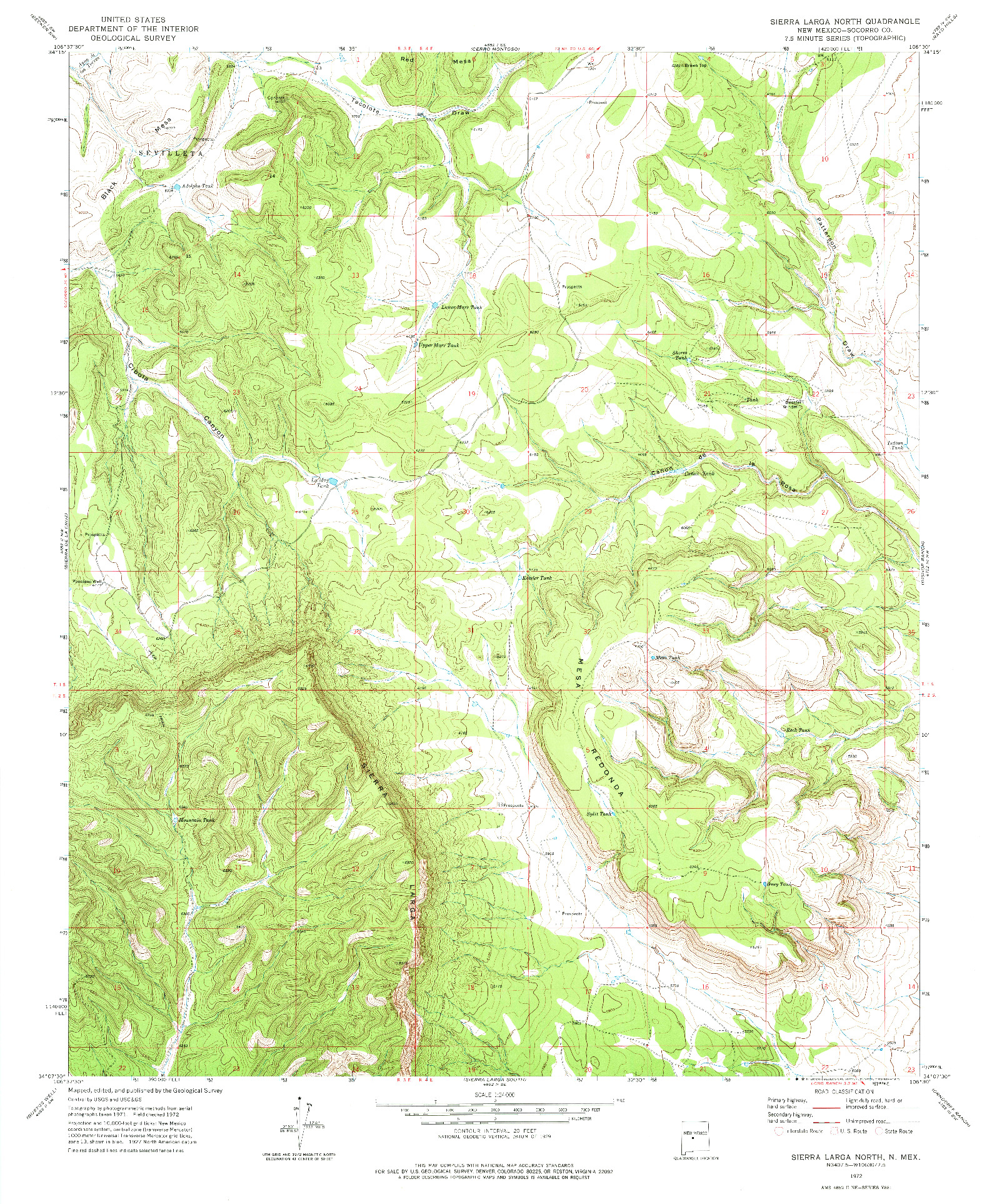 USGS 1:24000-SCALE QUADRANGLE FOR SIERRA LARGA NORTH, NM 1972