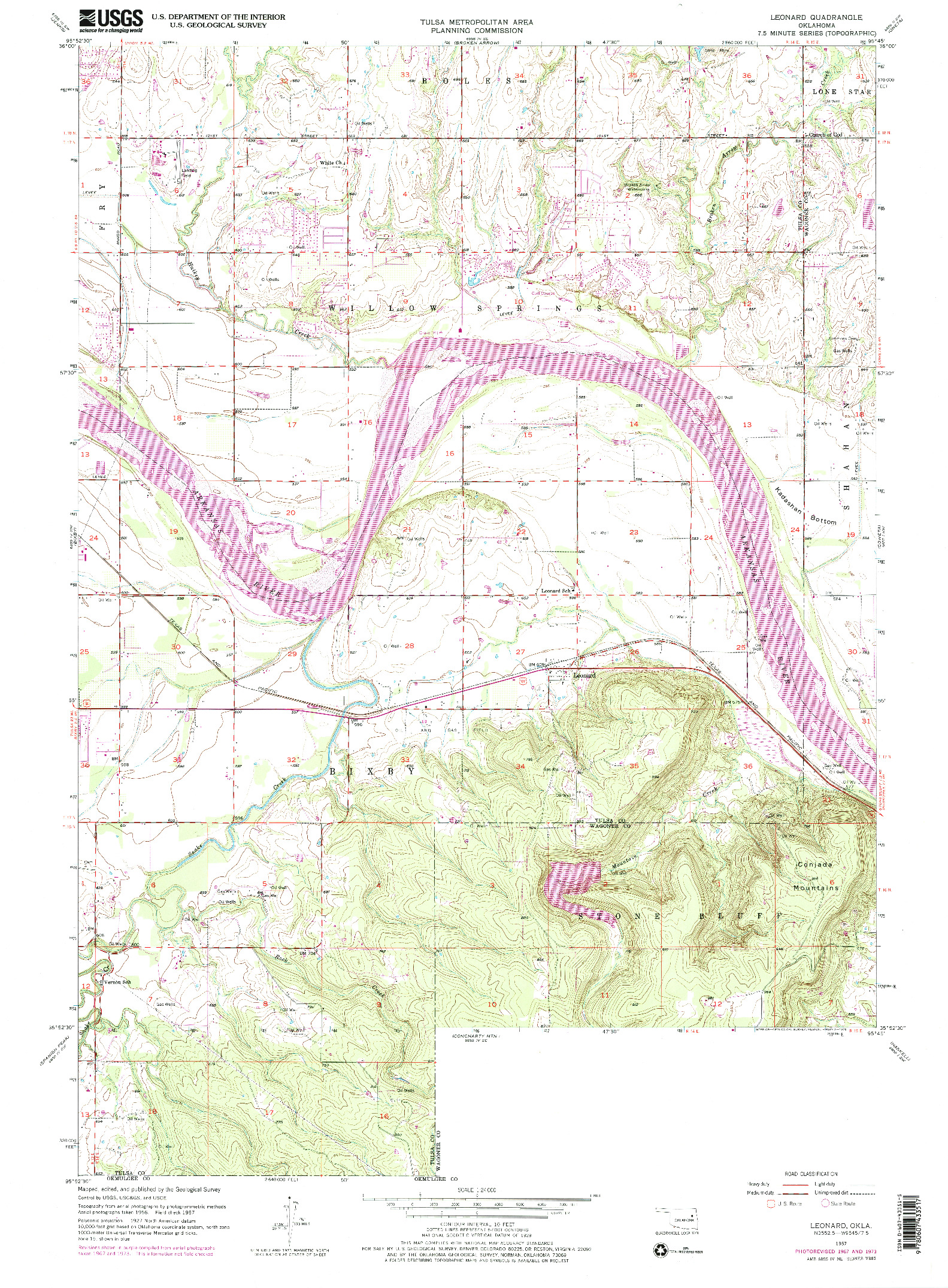 USGS 1:24000-SCALE QUADRANGLE FOR LEONARD, OK 1957