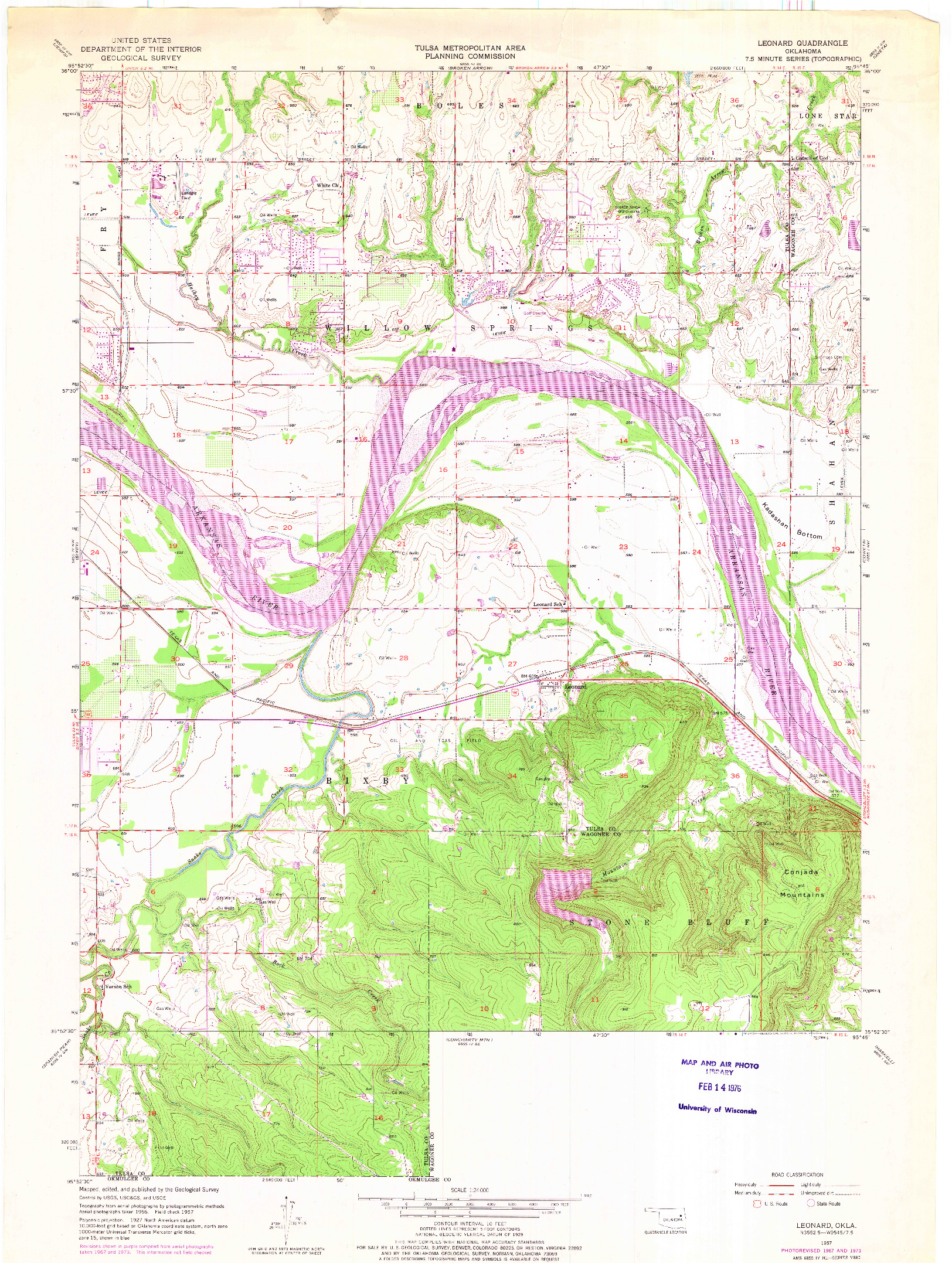 USGS 1:24000-SCALE QUADRANGLE FOR LEONARD, OK 1957