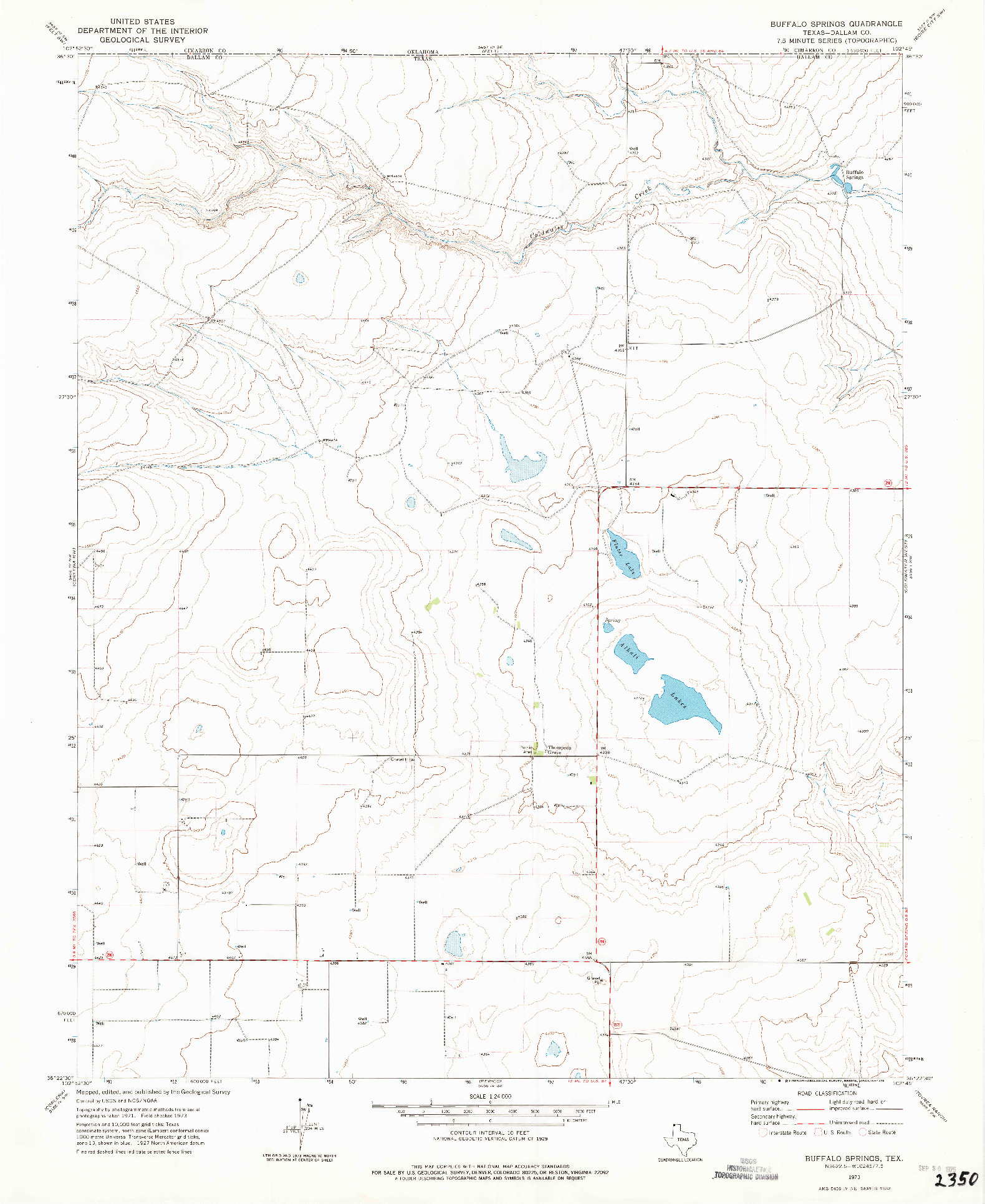 USGS 1:24000-SCALE QUADRANGLE FOR BUFFALO SPRINGS, TX 1973