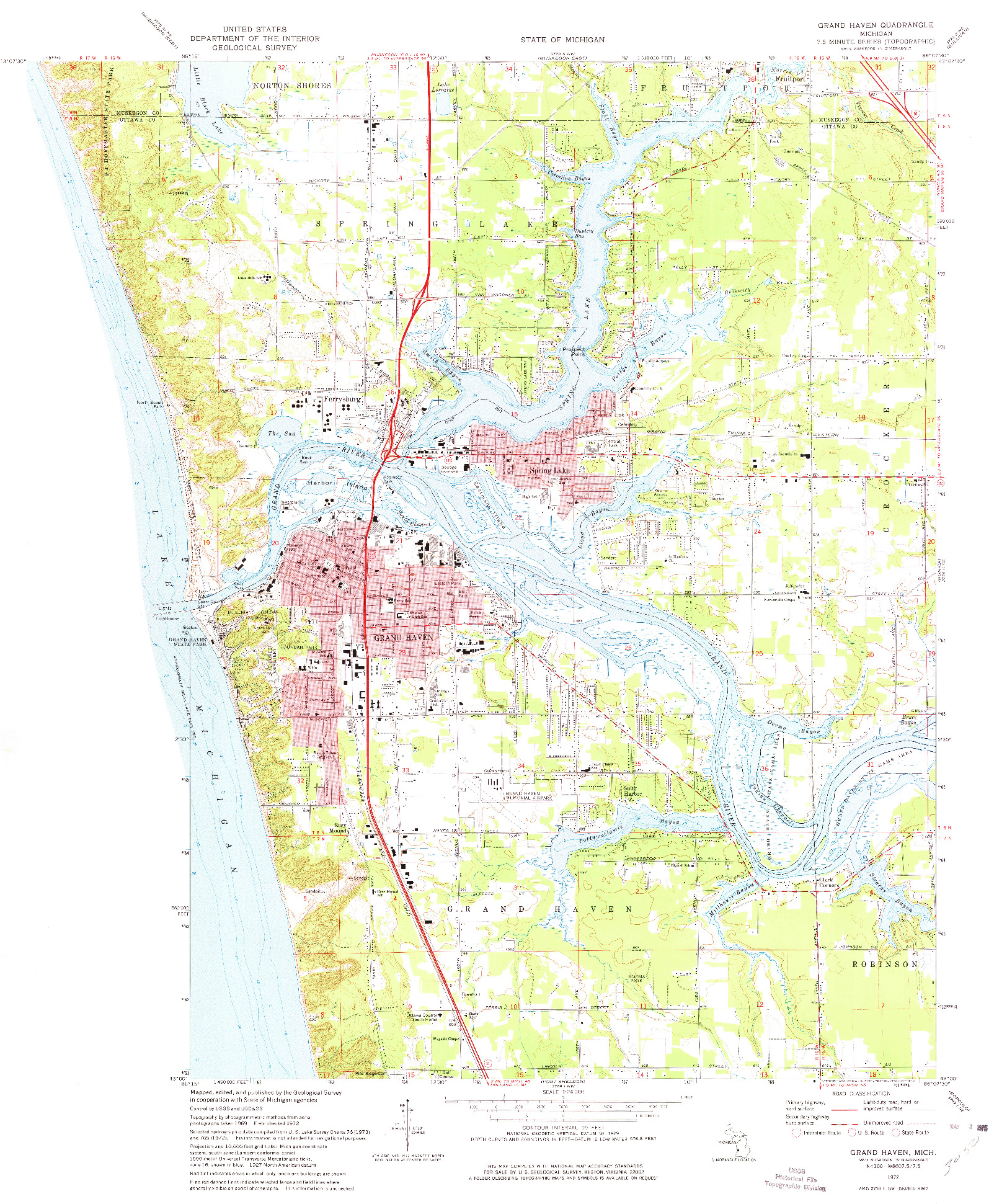 USGS 1:24000-SCALE QUADRANGLE FOR GRAND HAVEN, MI 1972