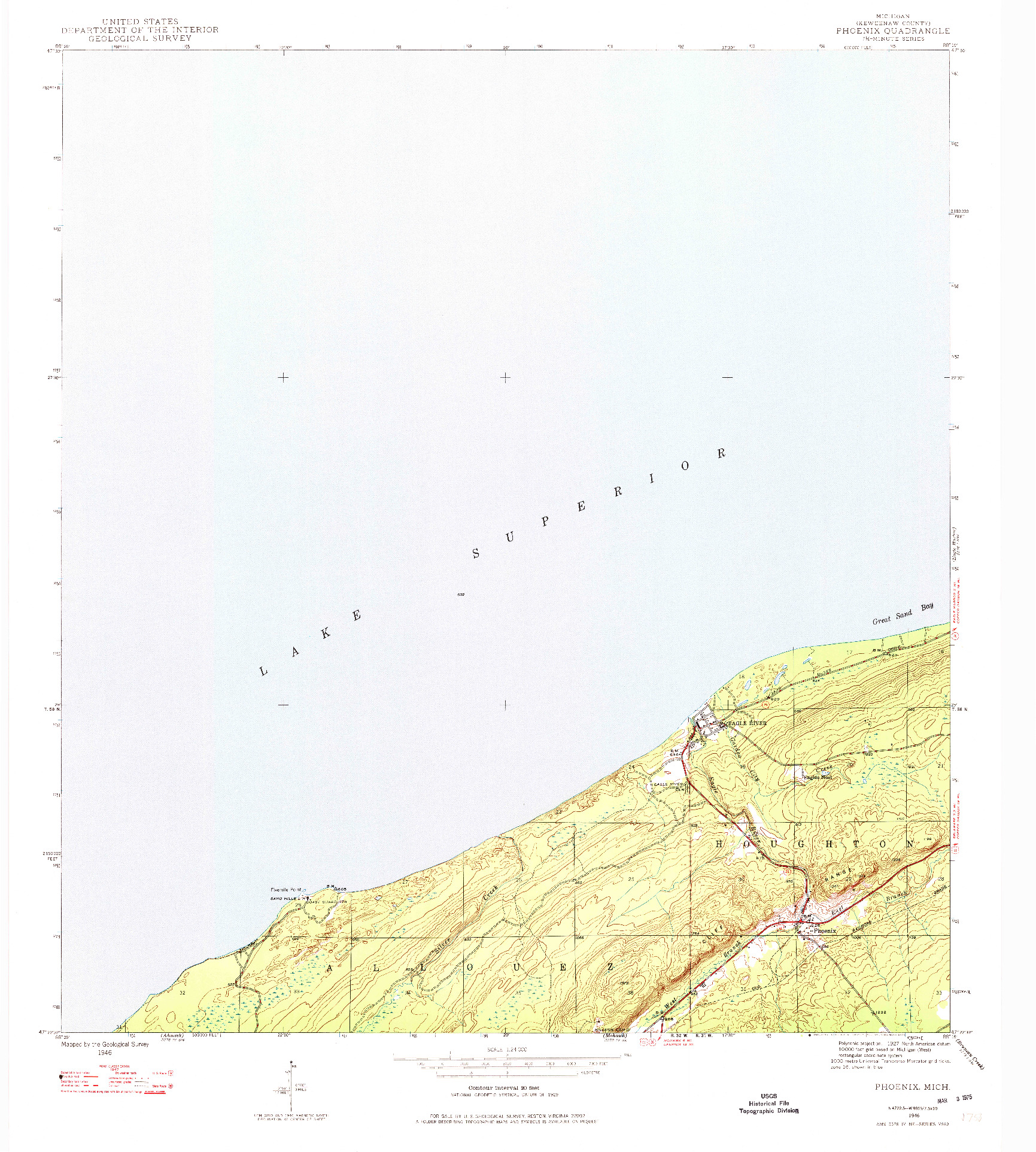 USGS 1:24000-SCALE QUADRANGLE FOR PHOENIX, MI 1946