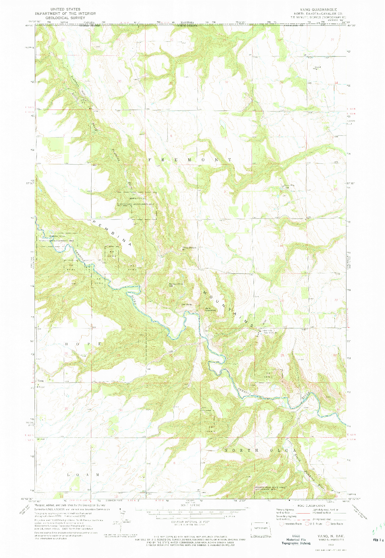 USGS 1:24000-SCALE QUADRANGLE FOR VANG, ND 1972