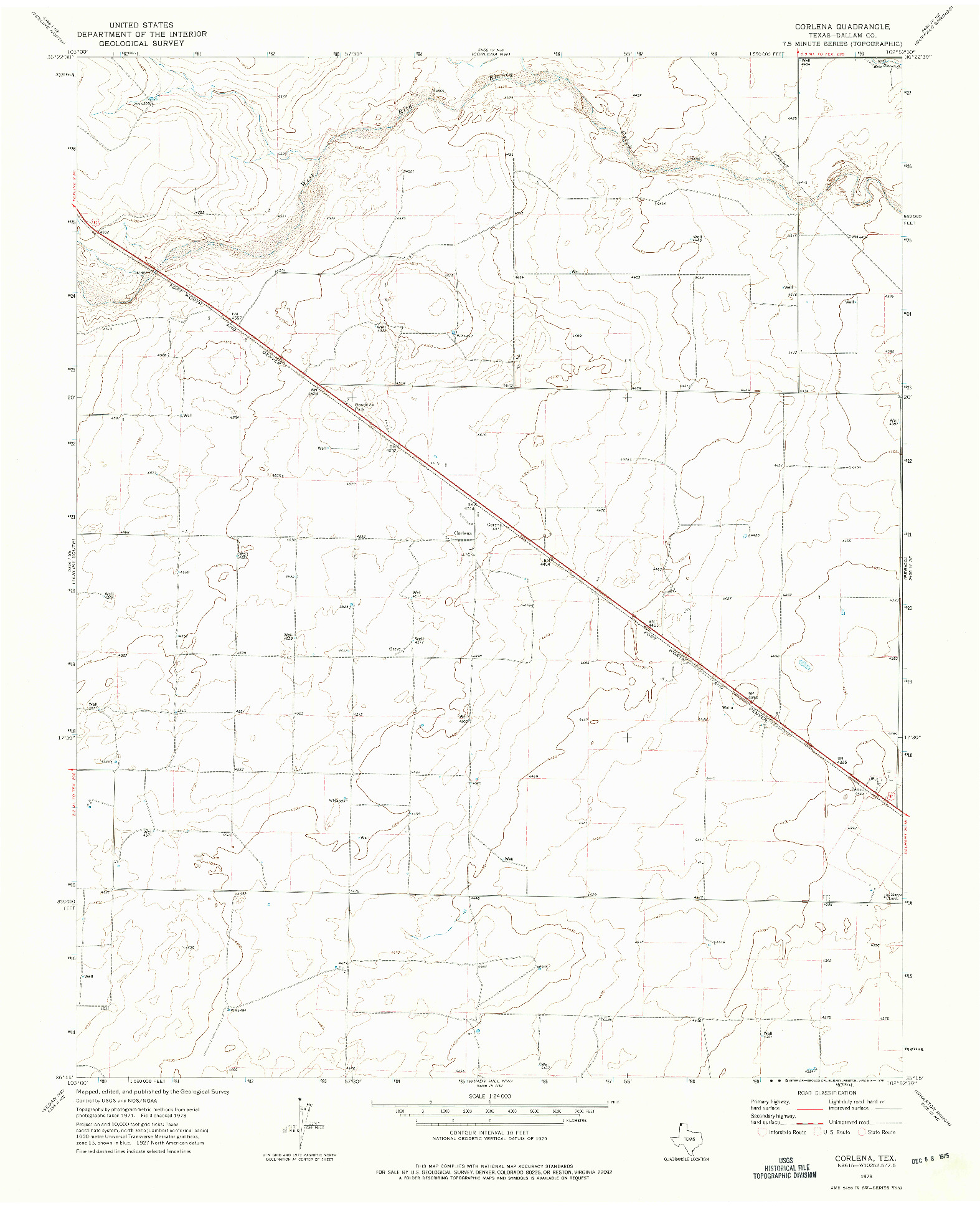 USGS 1:24000-SCALE QUADRANGLE FOR CORLENA, TX 1973
