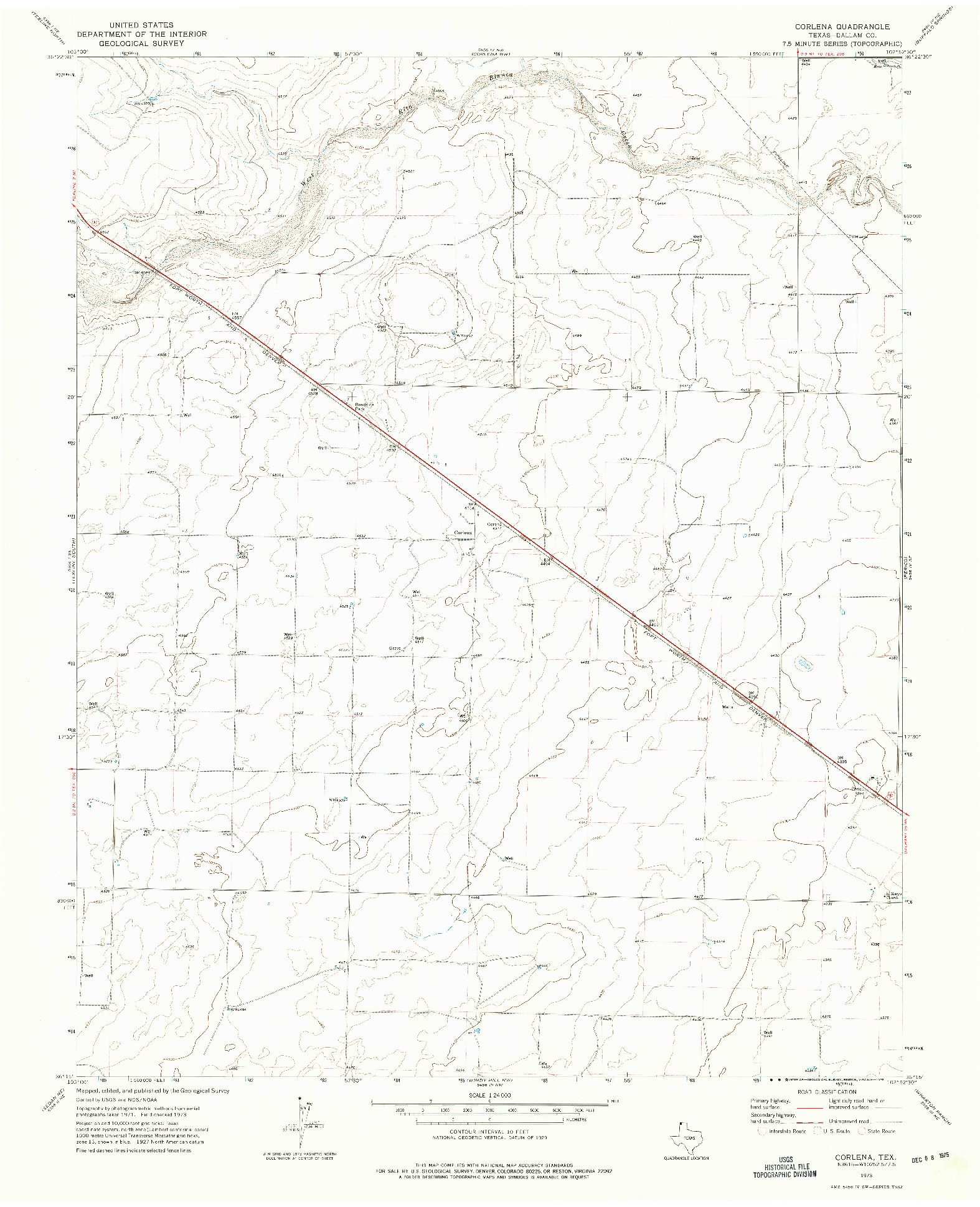 USGS 1:24000-SCALE QUADRANGLE FOR CORLENA, TX 1973
