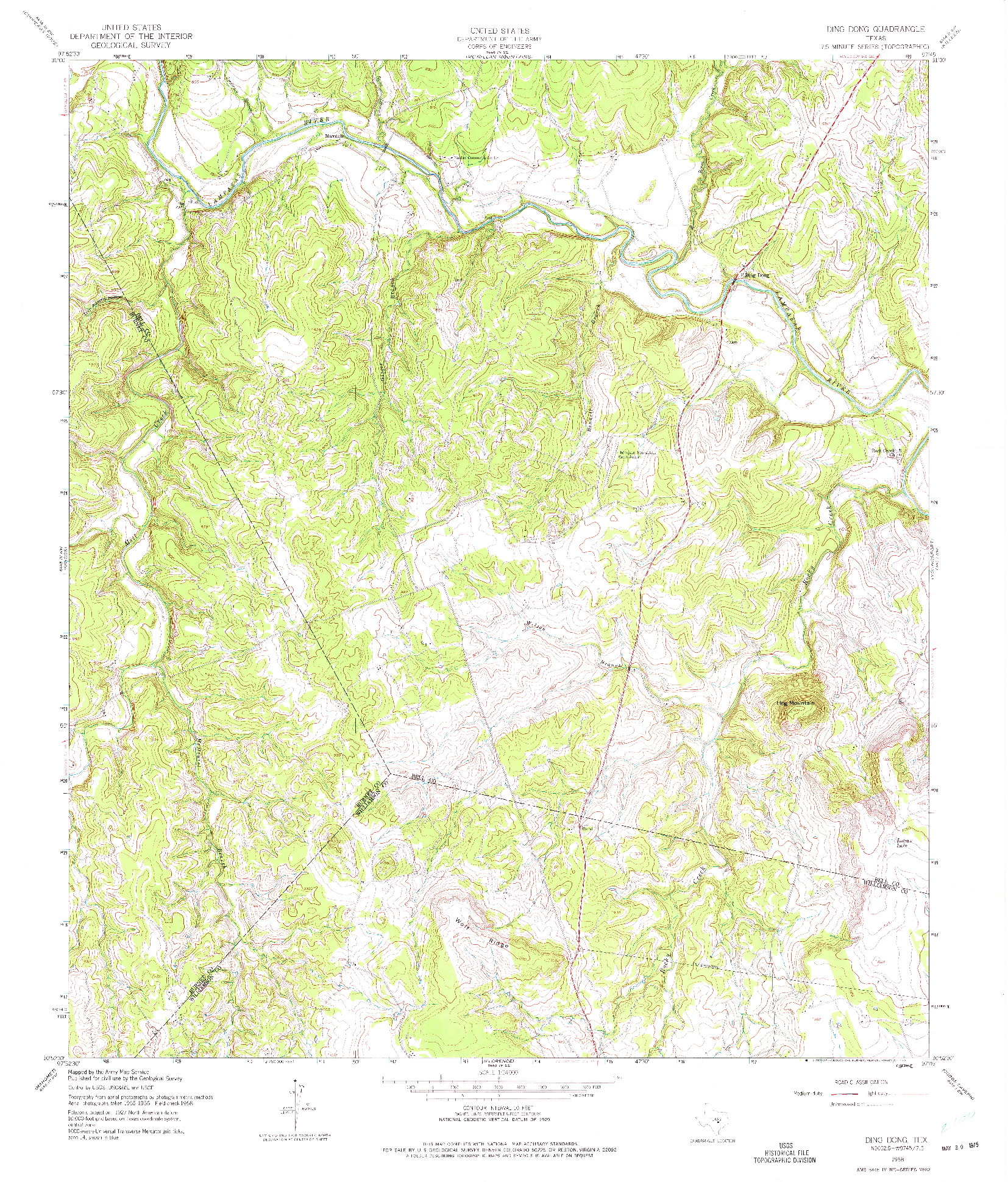 USGS 1:24000-SCALE QUADRANGLE FOR DING DONG, TX 1958