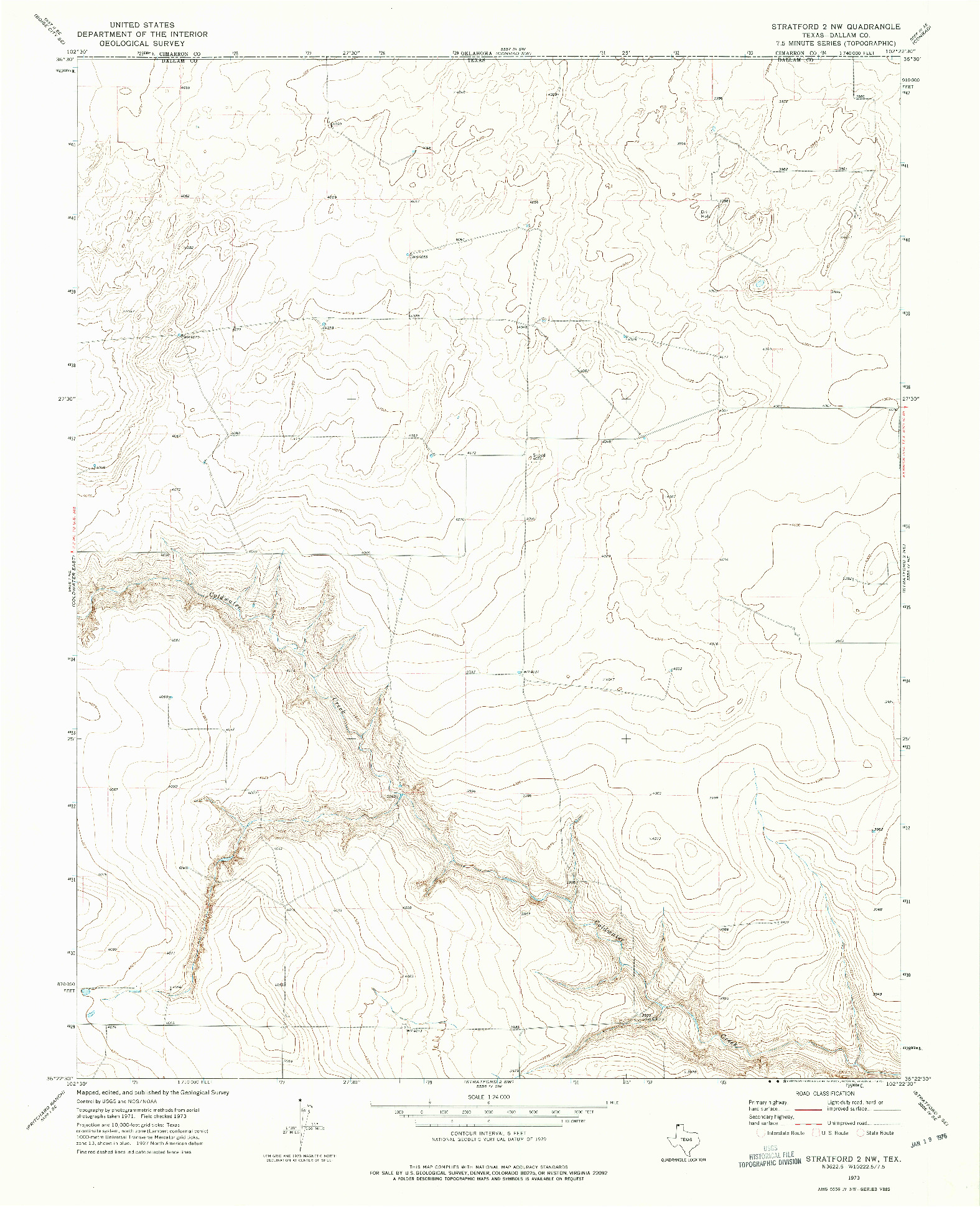 USGS 1:24000-SCALE QUADRANGLE FOR STRATFORD 2 NW, TX 1973