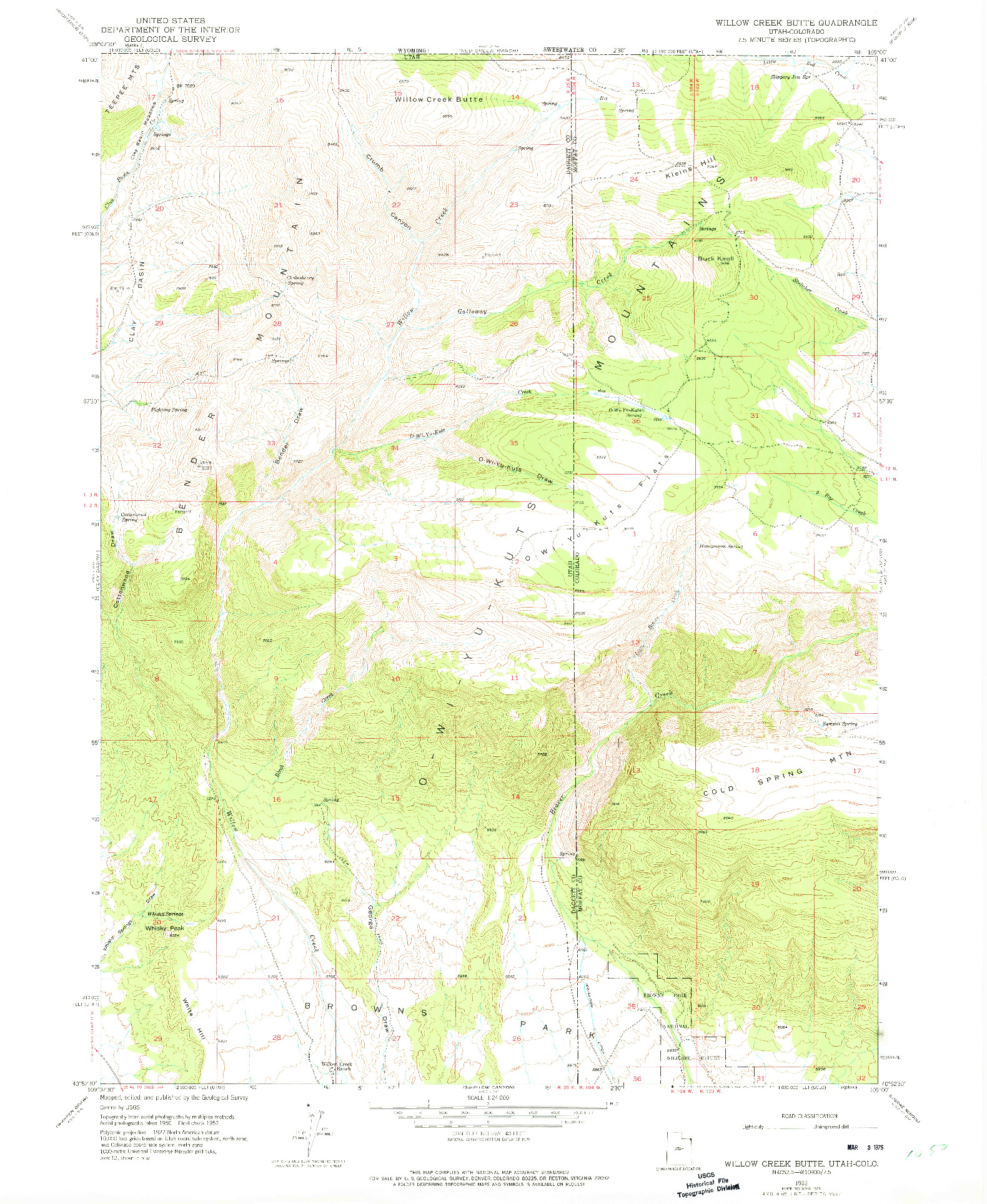 USGS 1:24000-SCALE QUADRANGLE FOR WILLOW CREEK BUTTE, UT 1952