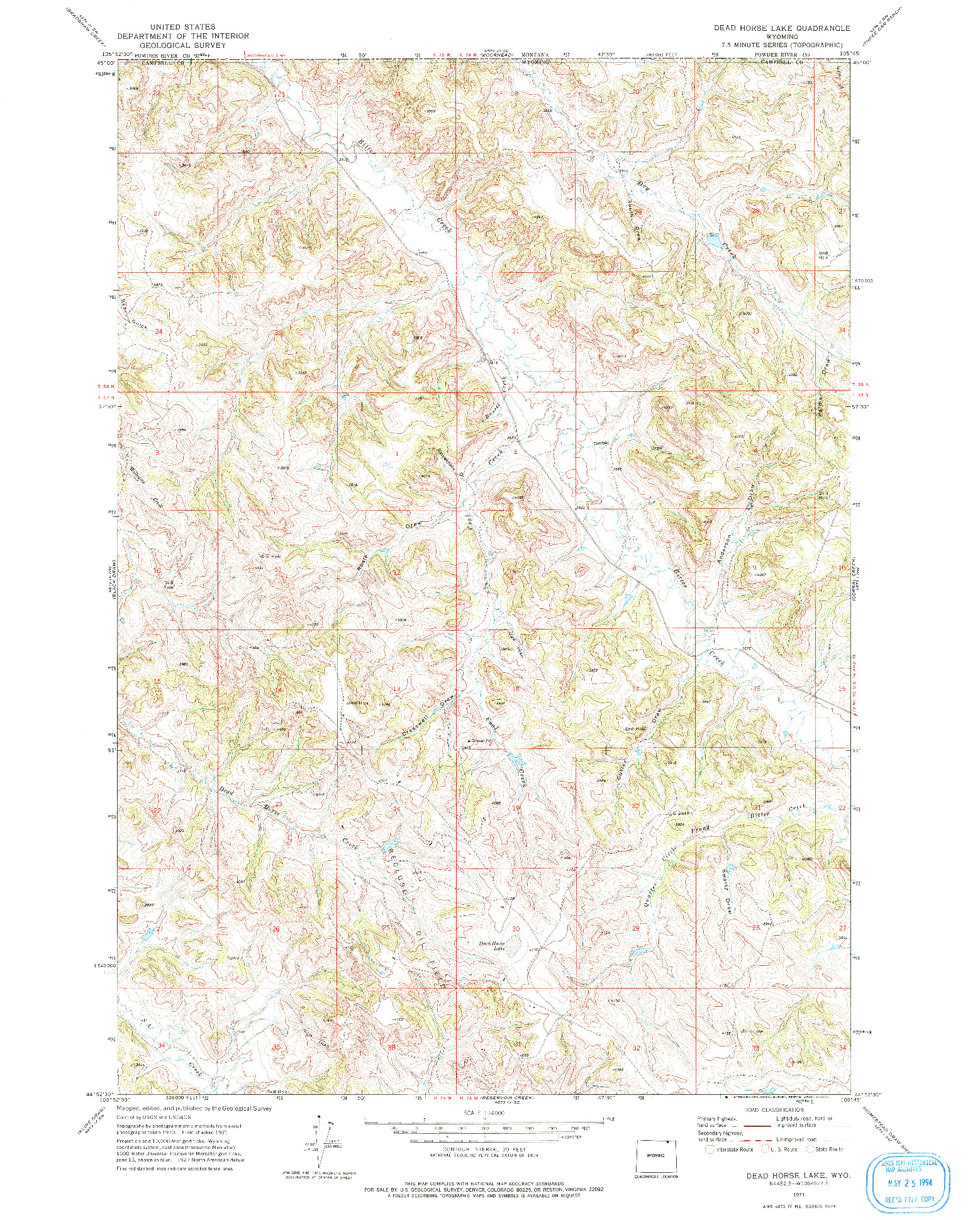 USGS 1:24000-SCALE QUADRANGLE FOR DEAD HORSE LAKE, WY 1971