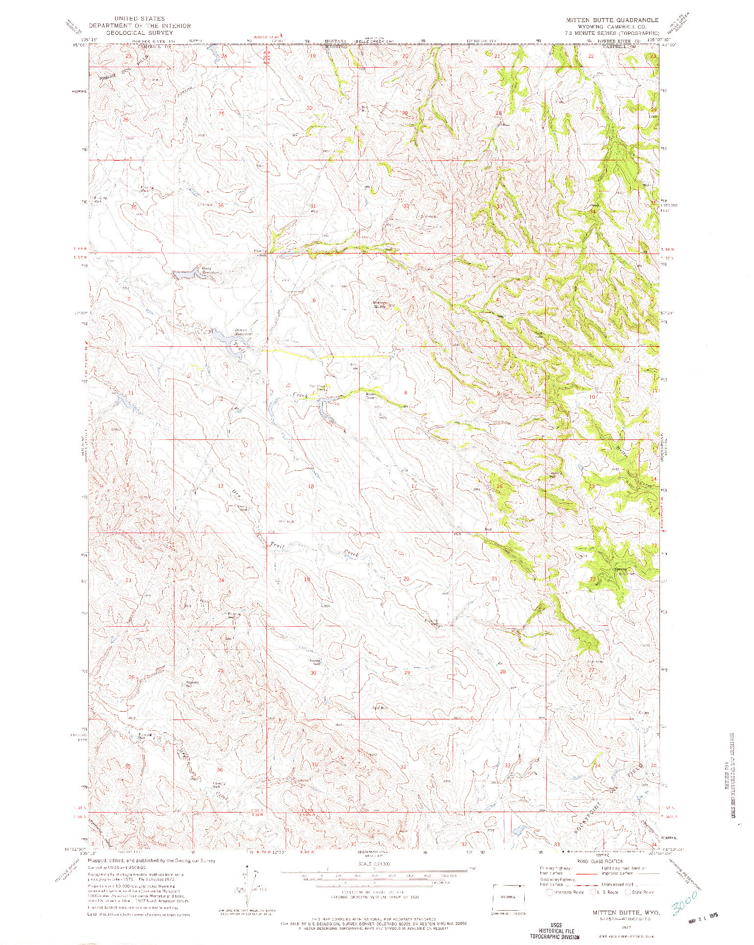 USGS 1:24000-SCALE QUADRANGLE FOR MITTEN BUTTE, WY 1972