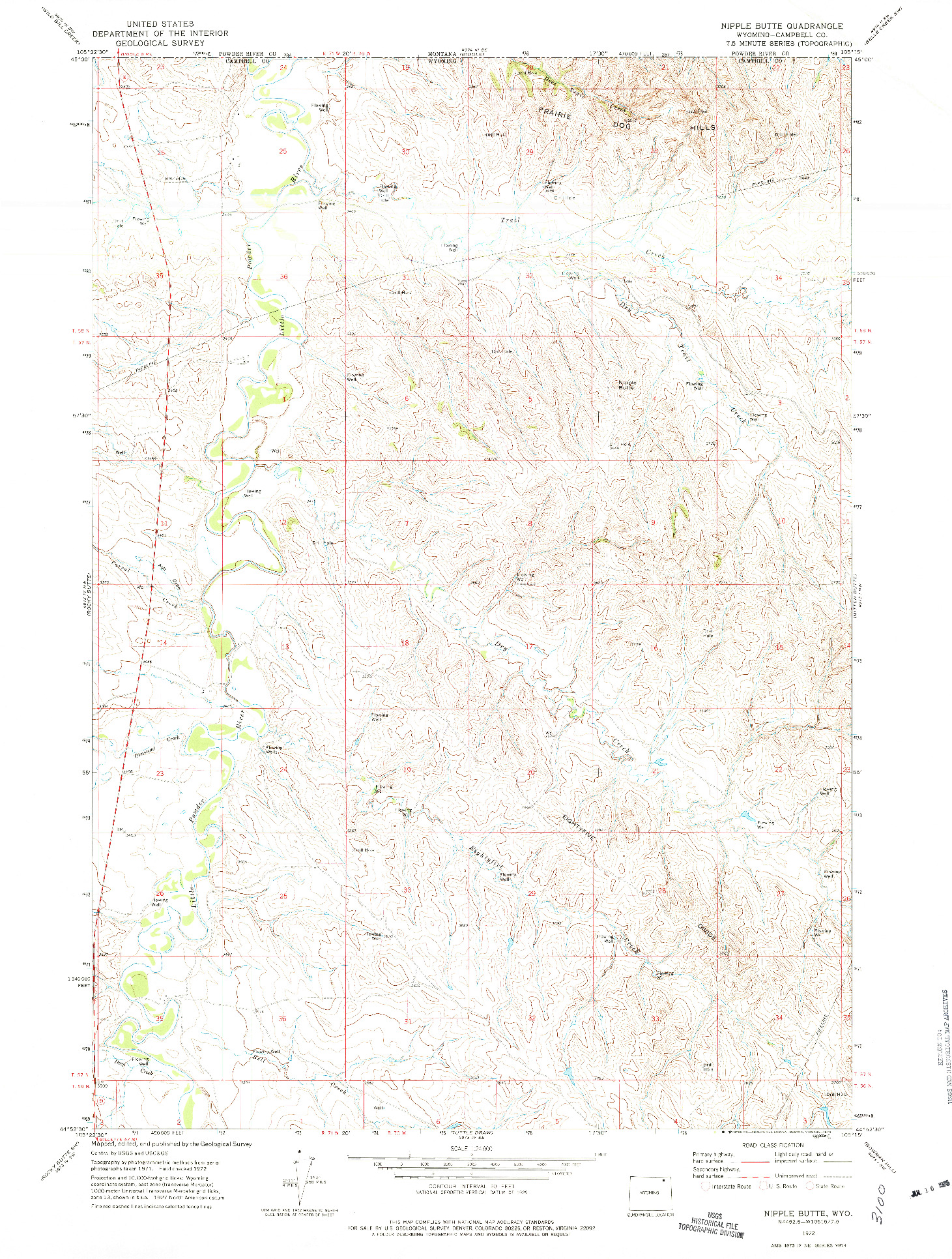 USGS 1:24000-SCALE QUADRANGLE FOR NIPPLE BUTTE, WY 1972