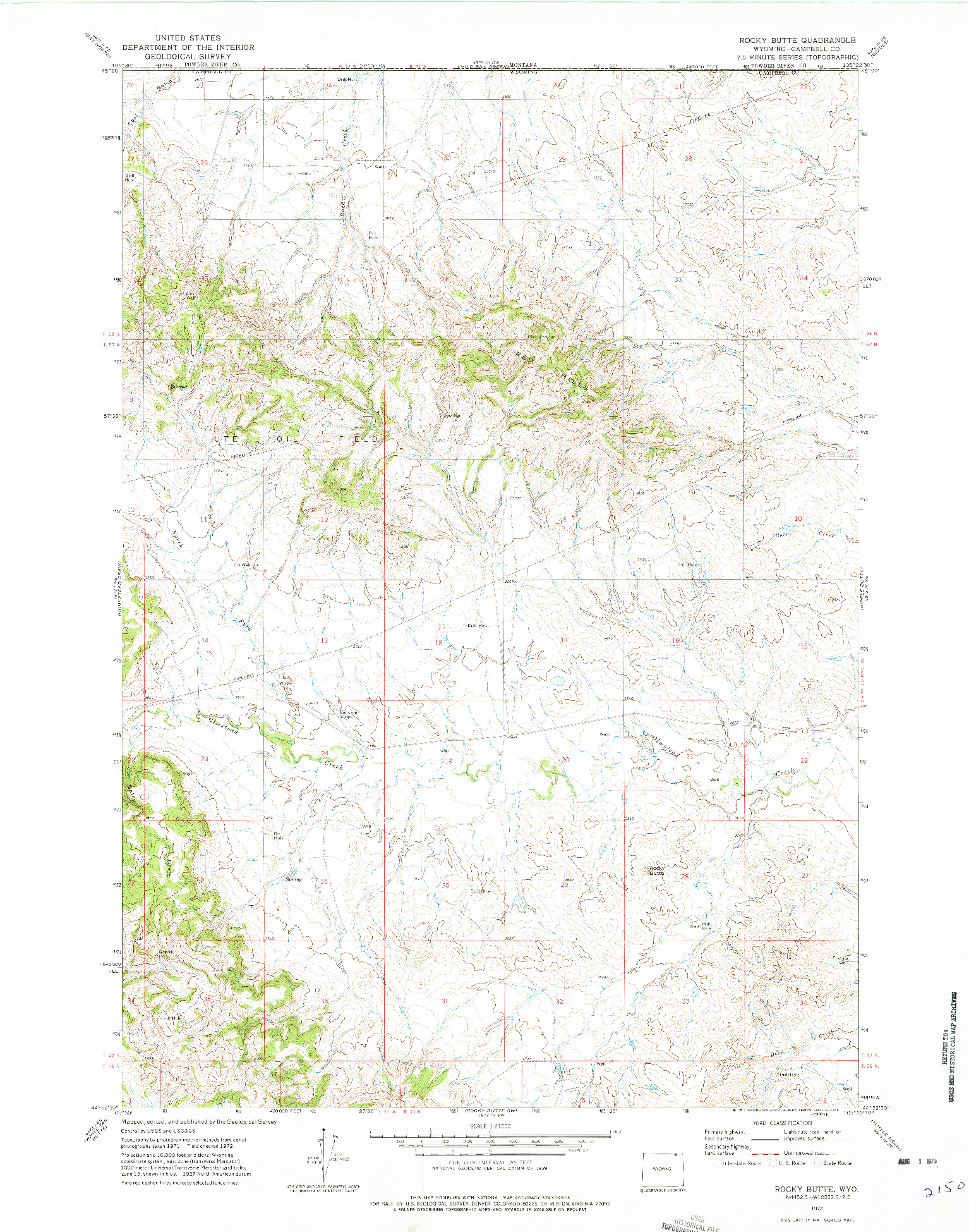 USGS 1:24000-SCALE QUADRANGLE FOR ROCKY BUTTE, WY 1972