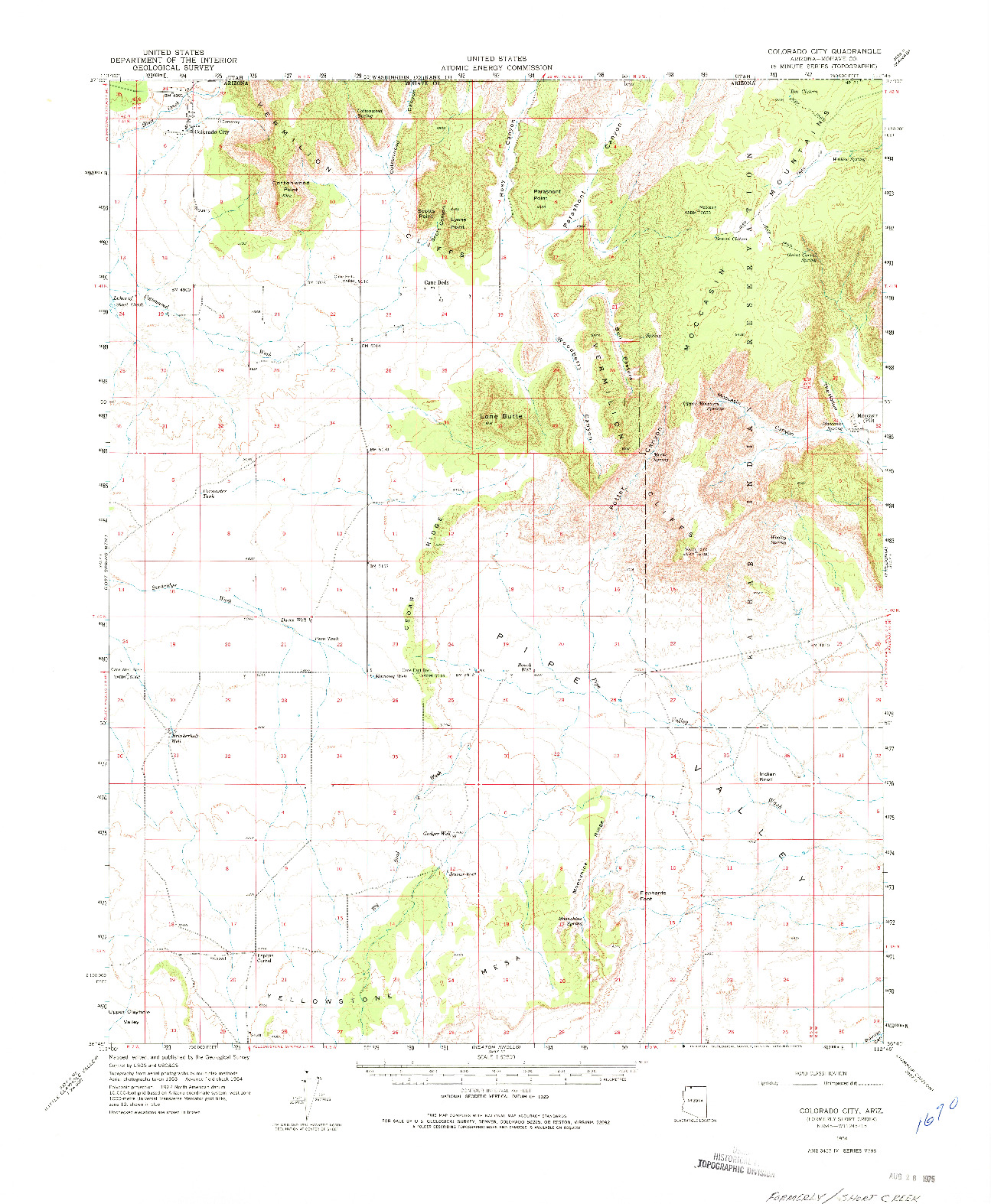 USGS 1:62500-SCALE QUADRANGLE FOR COLORADO CITY, AZ 1954