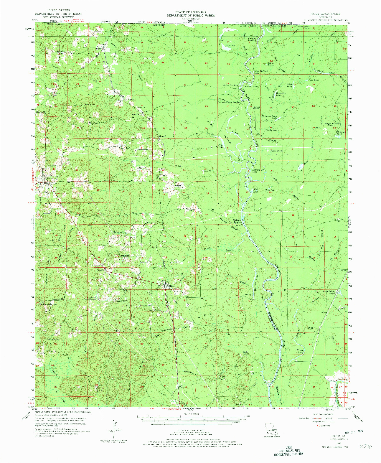 USGS 1:62500-SCALE QUADRANGLE FOR HAILE, LA 1956