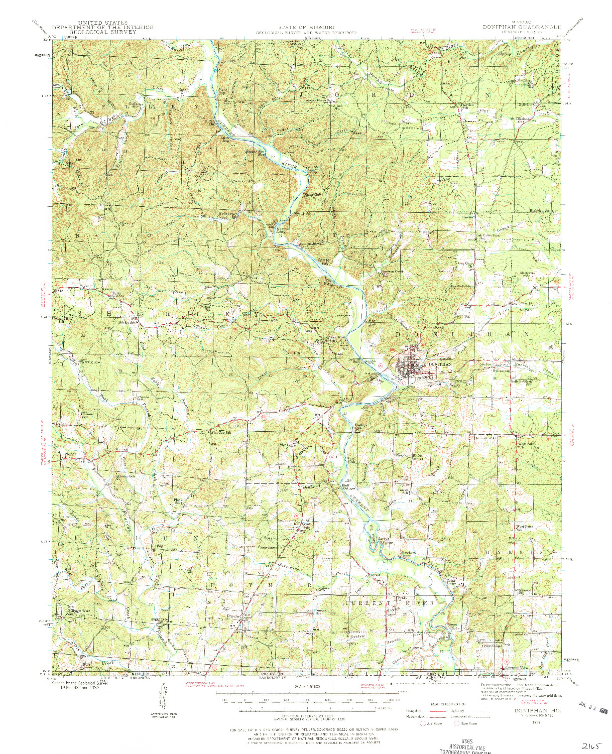 USGS 1:62500-SCALE QUADRANGLE FOR DONIPHAN, MO 1939