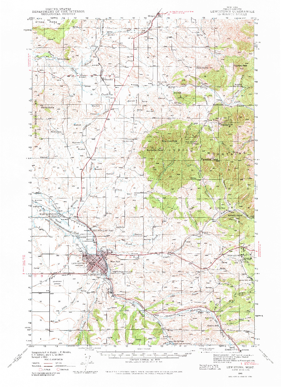 USGS 1:62500-SCALE QUADRANGLE FOR LEWISTOWN, MT 1941