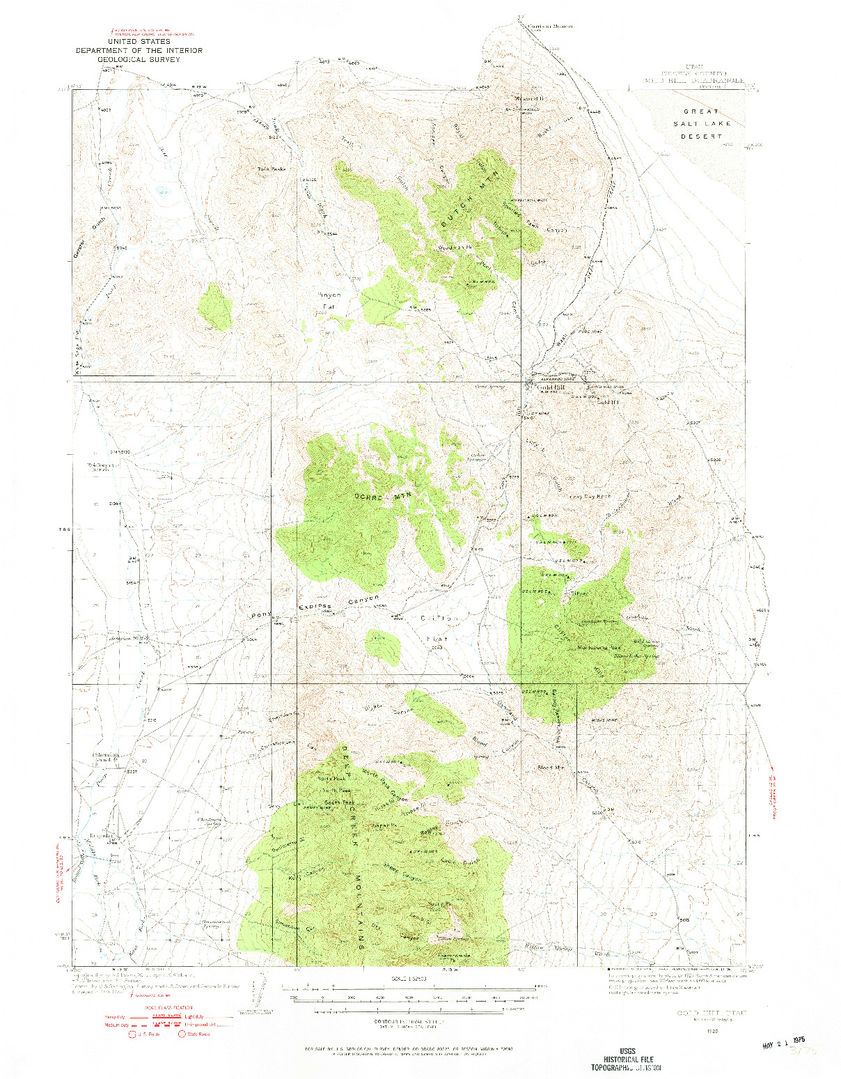 USGS 1:62500-SCALE QUADRANGLE FOR GOLD HILL, UT 1925