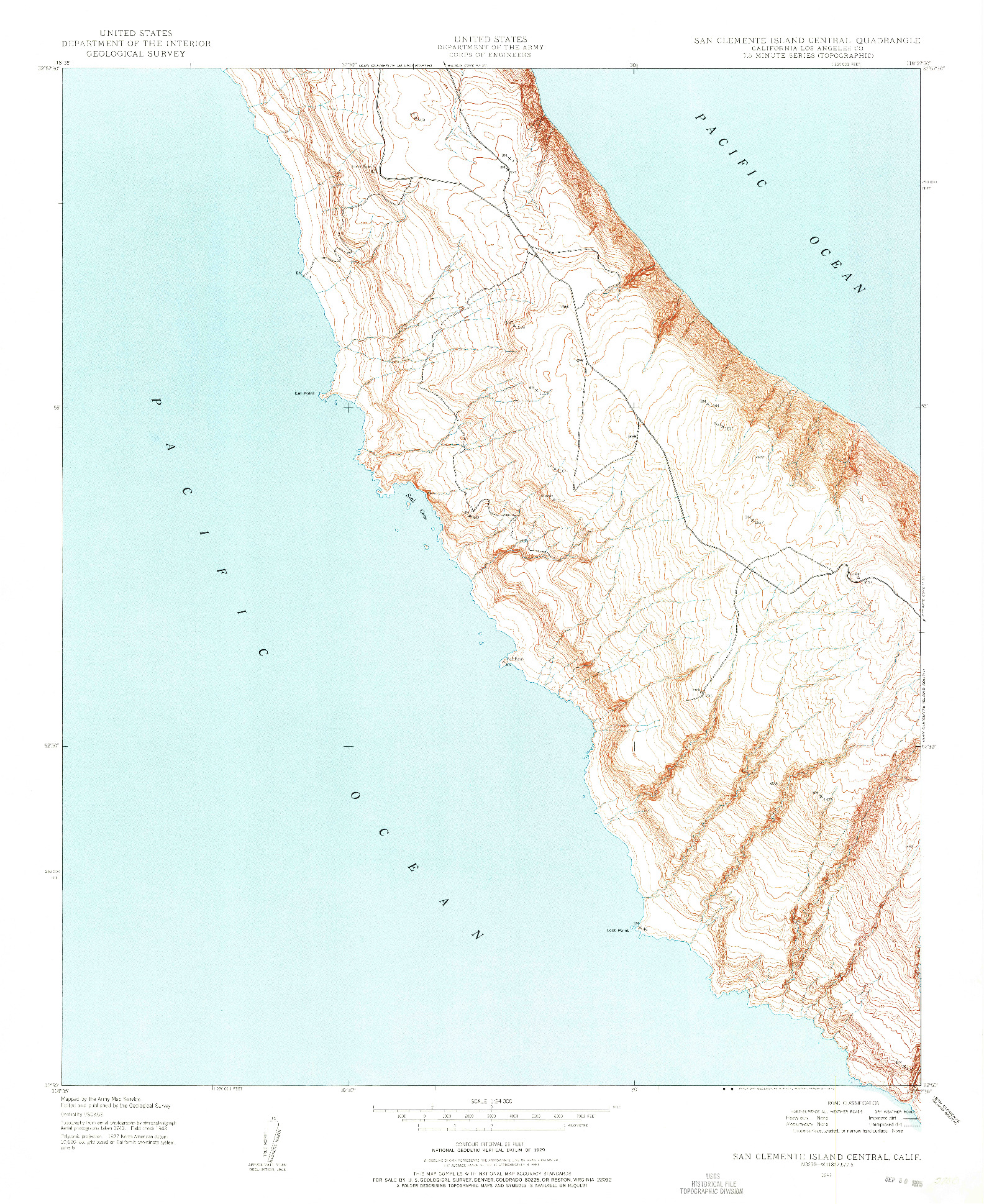 USGS 1:24000-SCALE QUADRANGLE FOR SAN CLEMENTE ISLAND CENTRAL, CA 1943