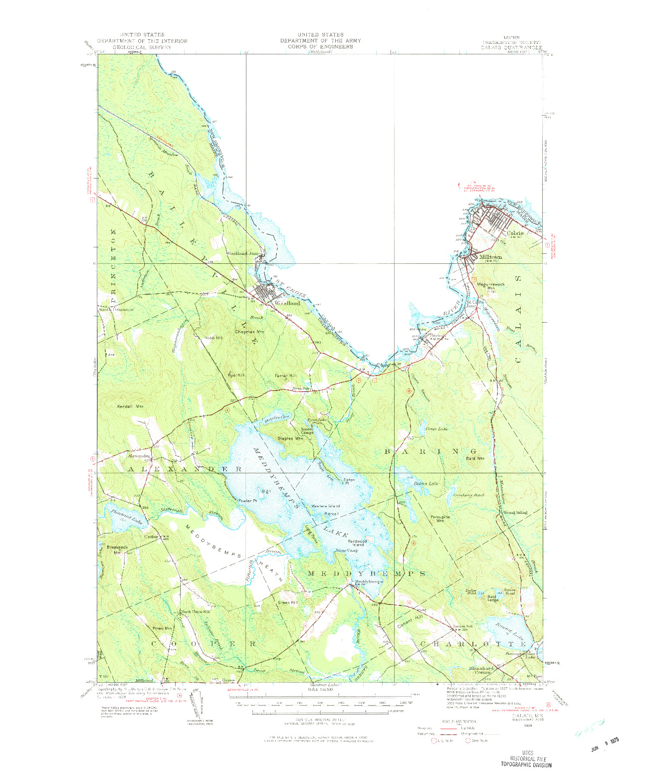 USGS 1:62500-SCALE QUADRANGLE FOR CALAIS, ME 1929