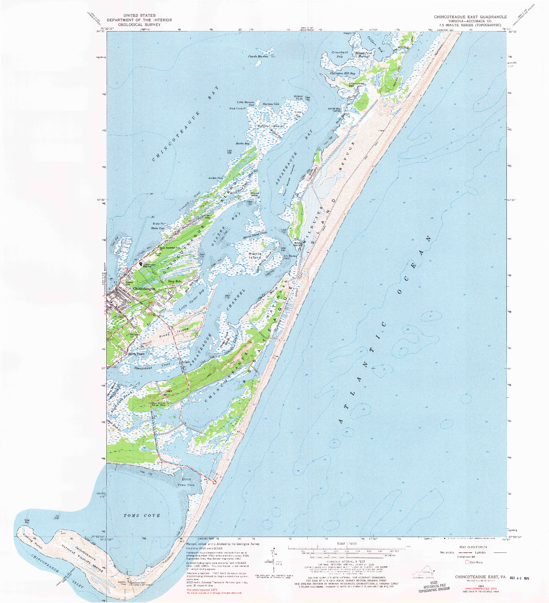 USGS 1:24000-SCALE QUADRANGLE FOR CHINCOTEAGUE EAST, VA 1965