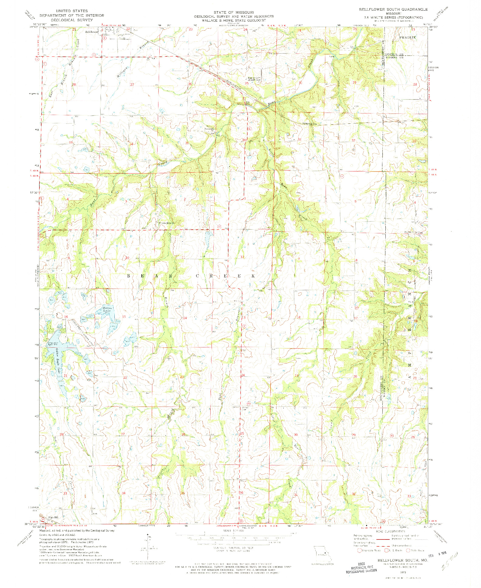 USGS 1:24000-SCALE QUADRANGLE FOR BELLFLOWER SOUTH, MO 1973