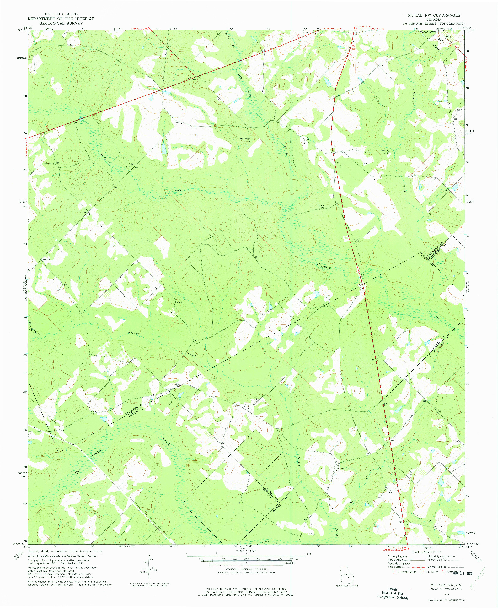 USGS 1:24000-SCALE QUADRANGLE FOR MC RAE NW, GA 1972