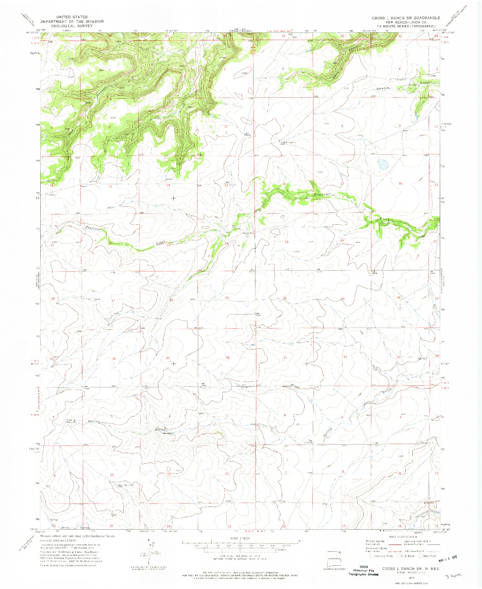 USGS 1:24000-SCALE QUADRANGLE FOR CROSS L RANCH SW, NM 1972