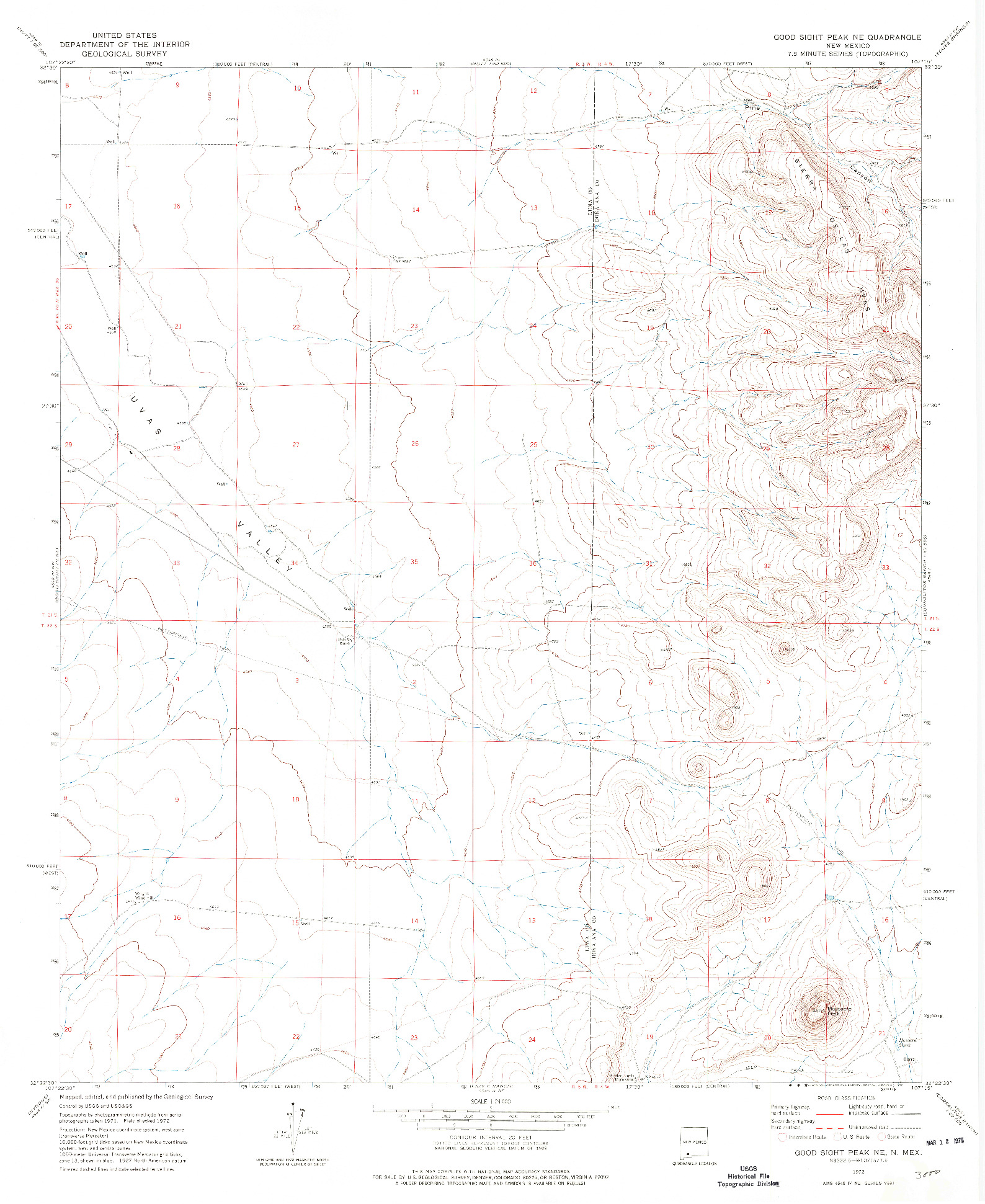 USGS 1:24000-SCALE QUADRANGLE FOR GOOD SIGHT PEAK NE, NM 1972
