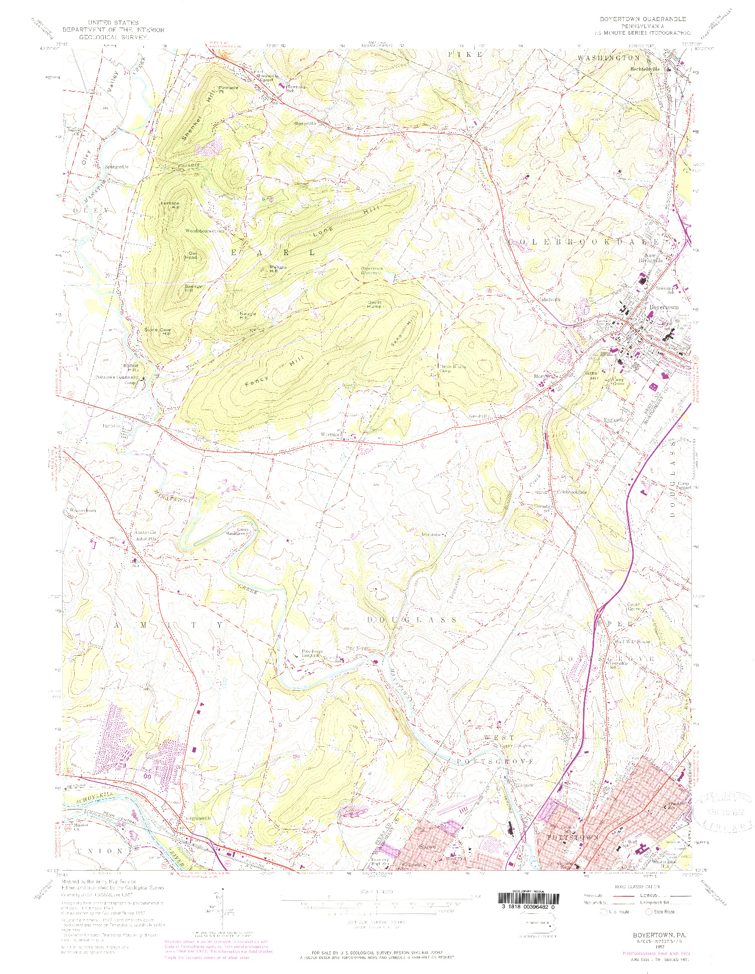 USGS 1:24000-SCALE QUADRANGLE FOR BOYERTOWN, PA 1957