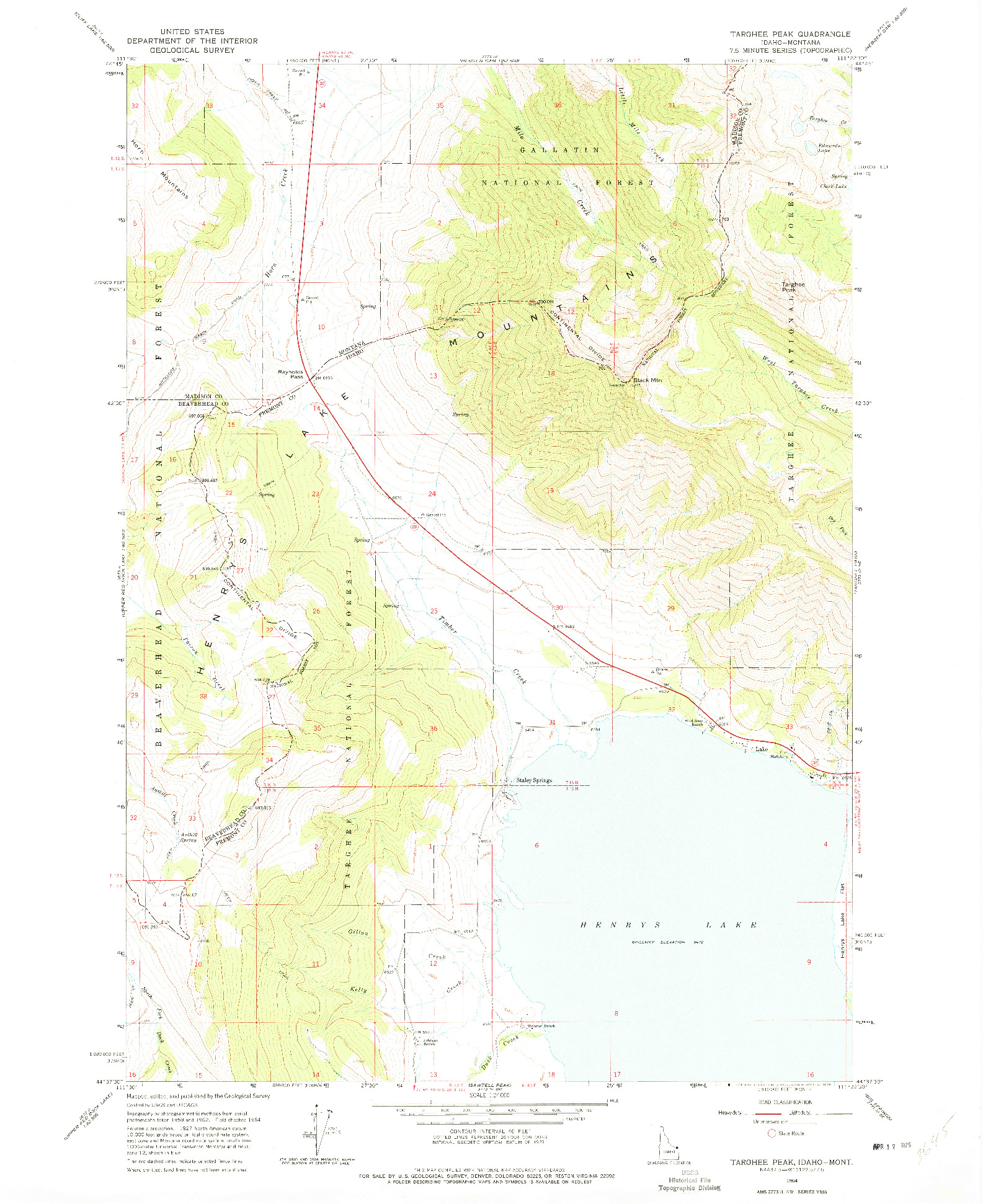 USGS 1:24000-SCALE QUADRANGLE FOR TARGHEE PEAK, ID 1964