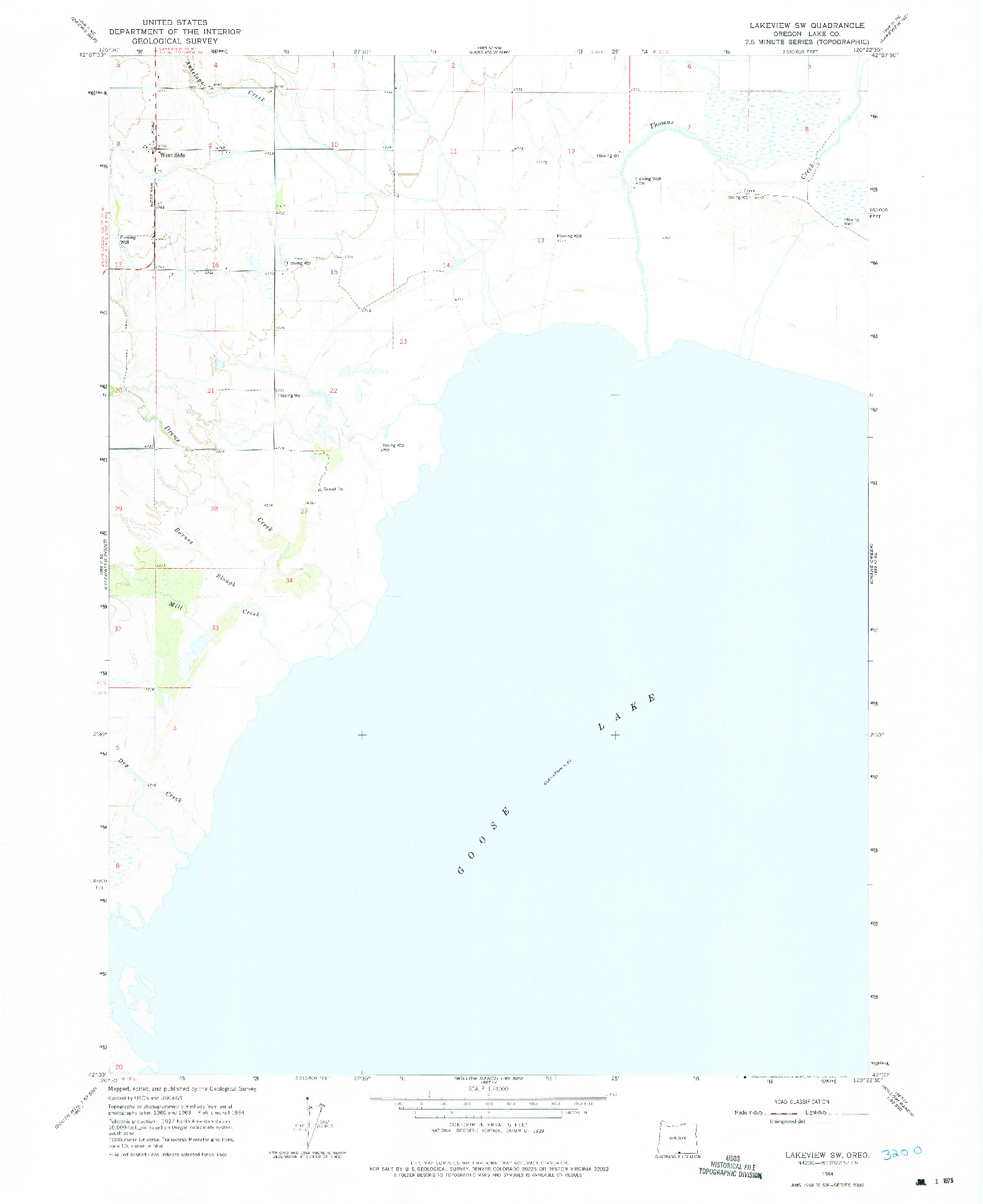 USGS 1:24000-SCALE QUADRANGLE FOR LAKEVIEW SW, OR 1964