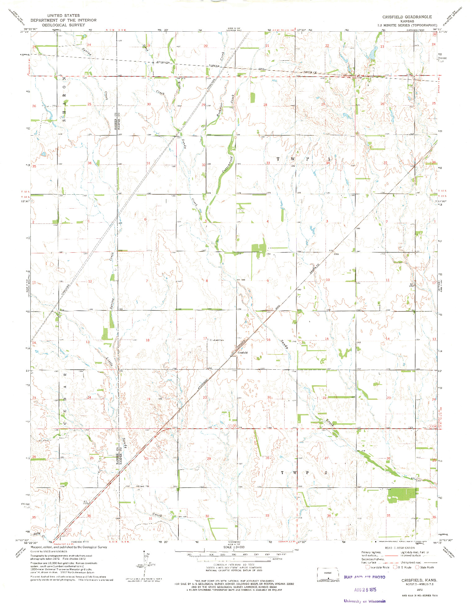 USGS 1:24000-SCALE QUADRANGLE FOR CRISFIELD, KS 1972