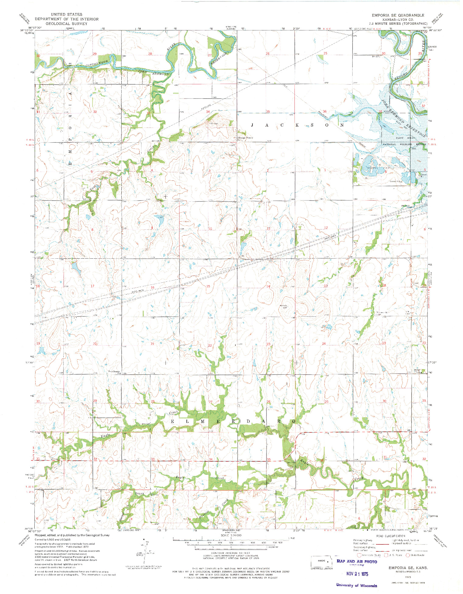 USGS 1:24000-SCALE QUADRANGLE FOR EMPORIA SE, KS 1973