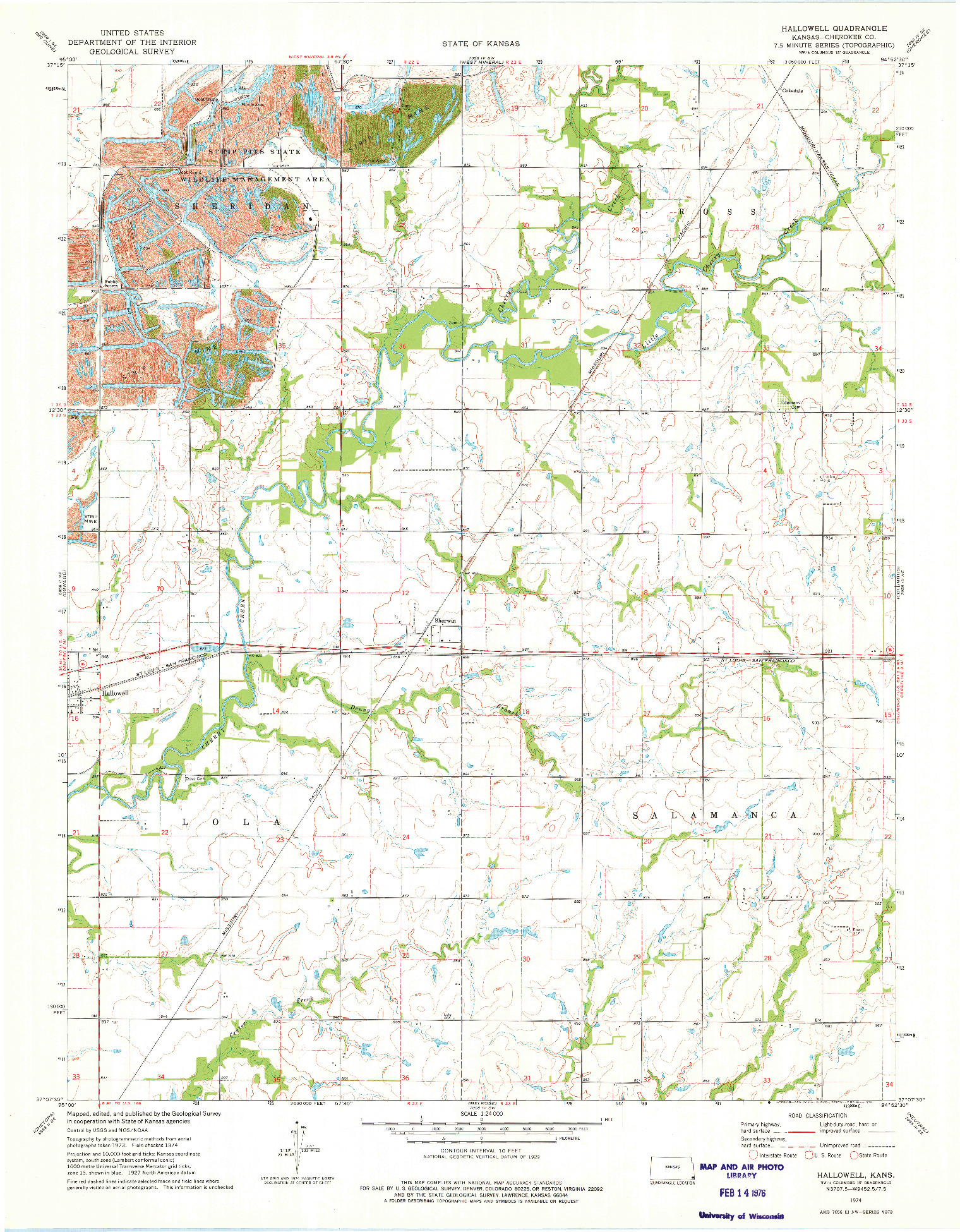 USGS 1:24000-SCALE QUADRANGLE FOR HALLOWELL, KS 1974