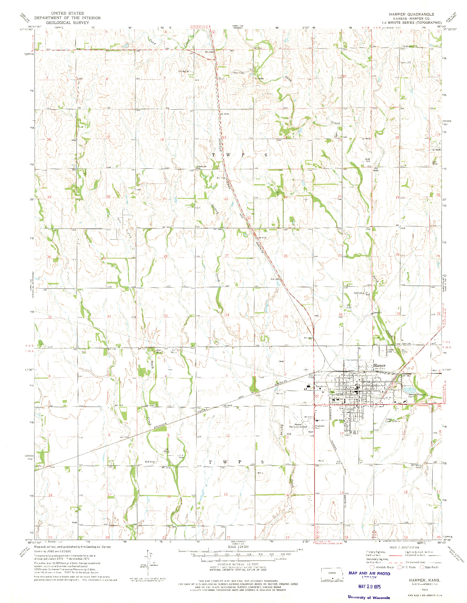 USGS 1:24000-SCALE QUADRANGLE FOR HARPER, KS 1973