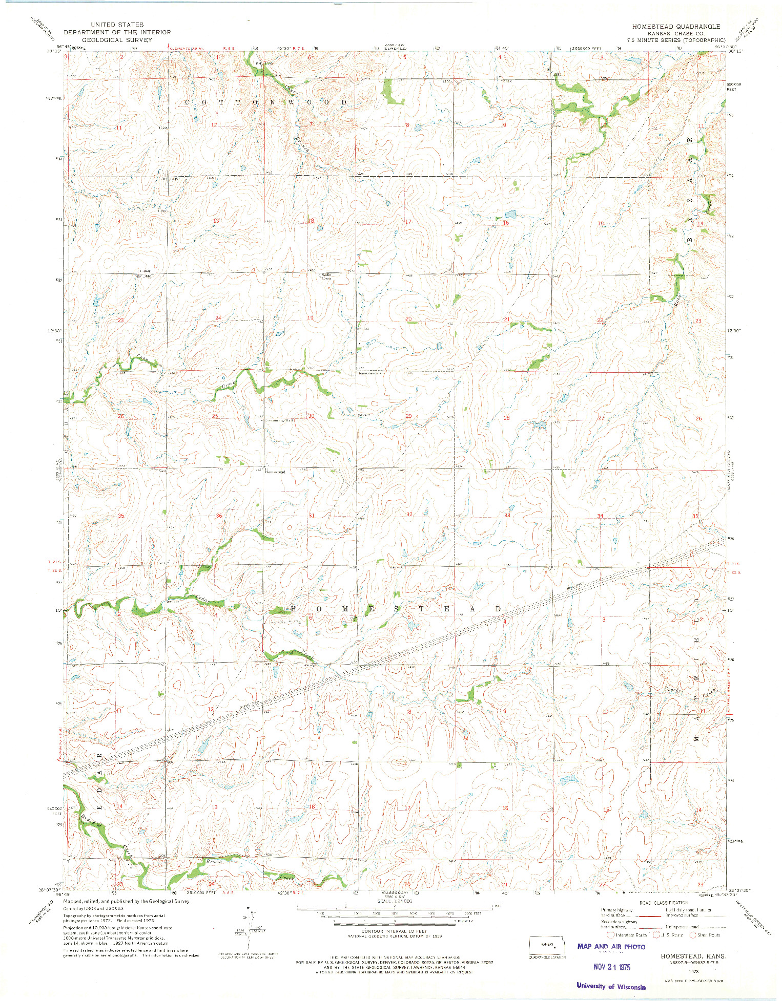 USGS 1:24000-SCALE QUADRANGLE FOR HOMESTEAD, KS 1973