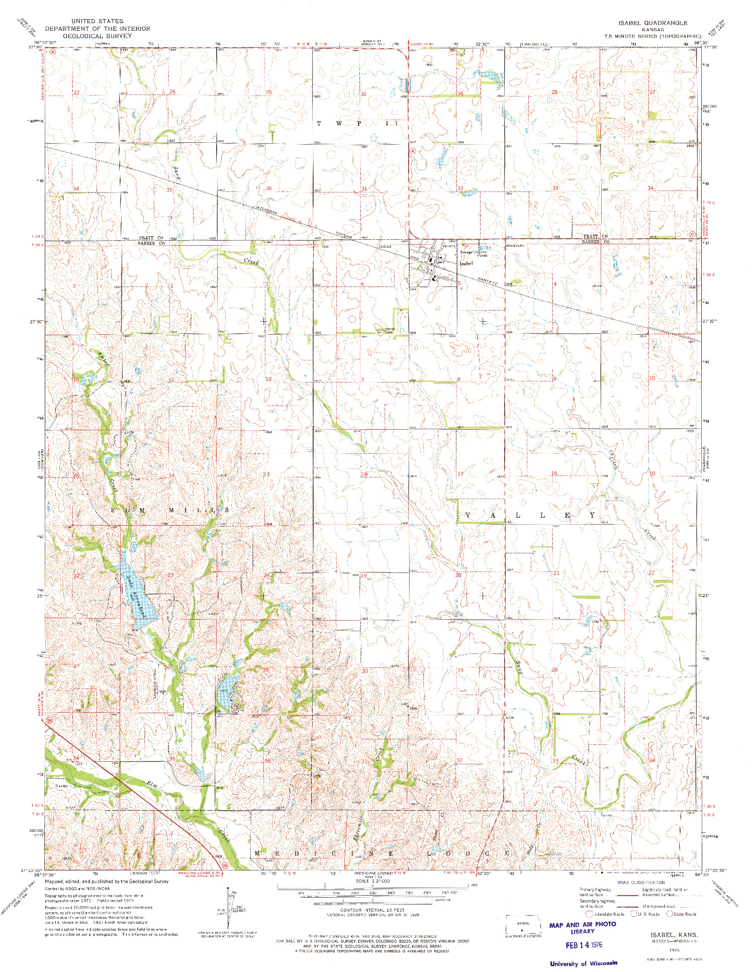 USGS 1:24000-SCALE QUADRANGLE FOR ISABEL, KS 1973