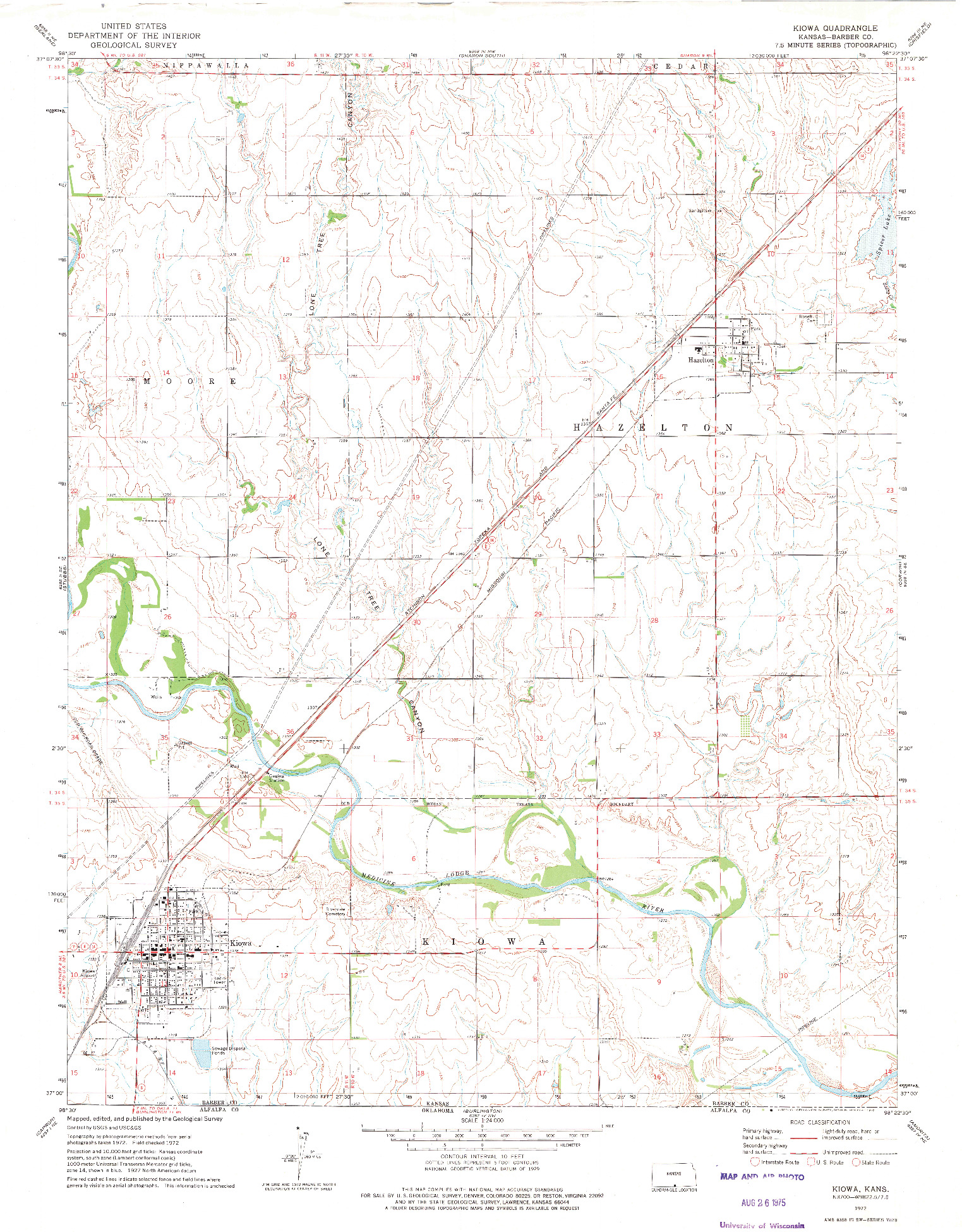 USGS 1:24000-SCALE QUADRANGLE FOR KIOWA, KS 1972