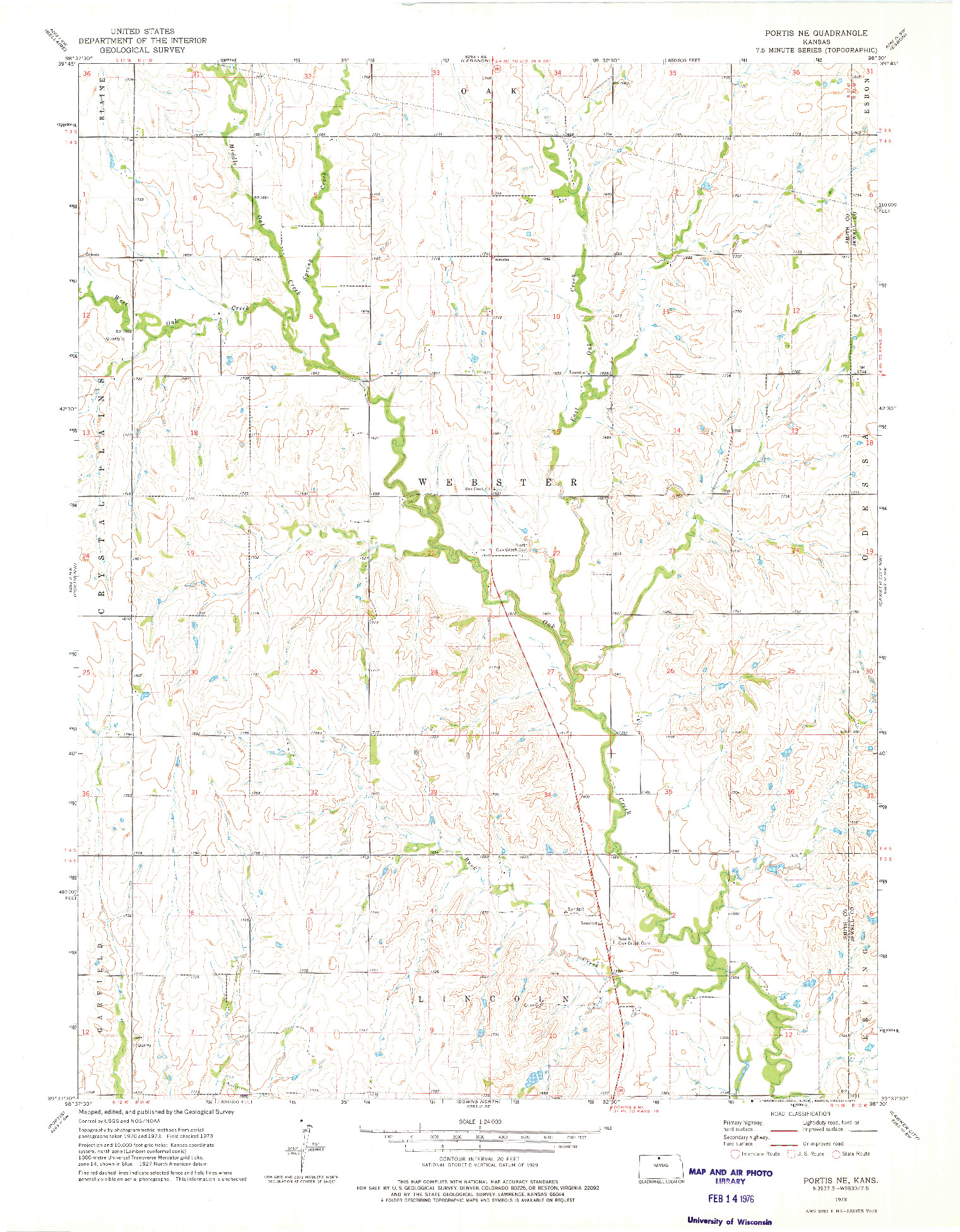 USGS 1:24000-SCALE QUADRANGLE FOR PORTIS NE, KS 1973