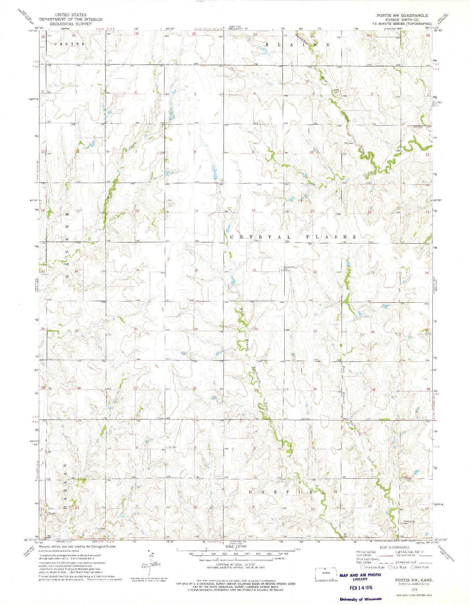 USGS 1:24000-SCALE QUADRANGLE FOR PORTIS NW, KS 1973