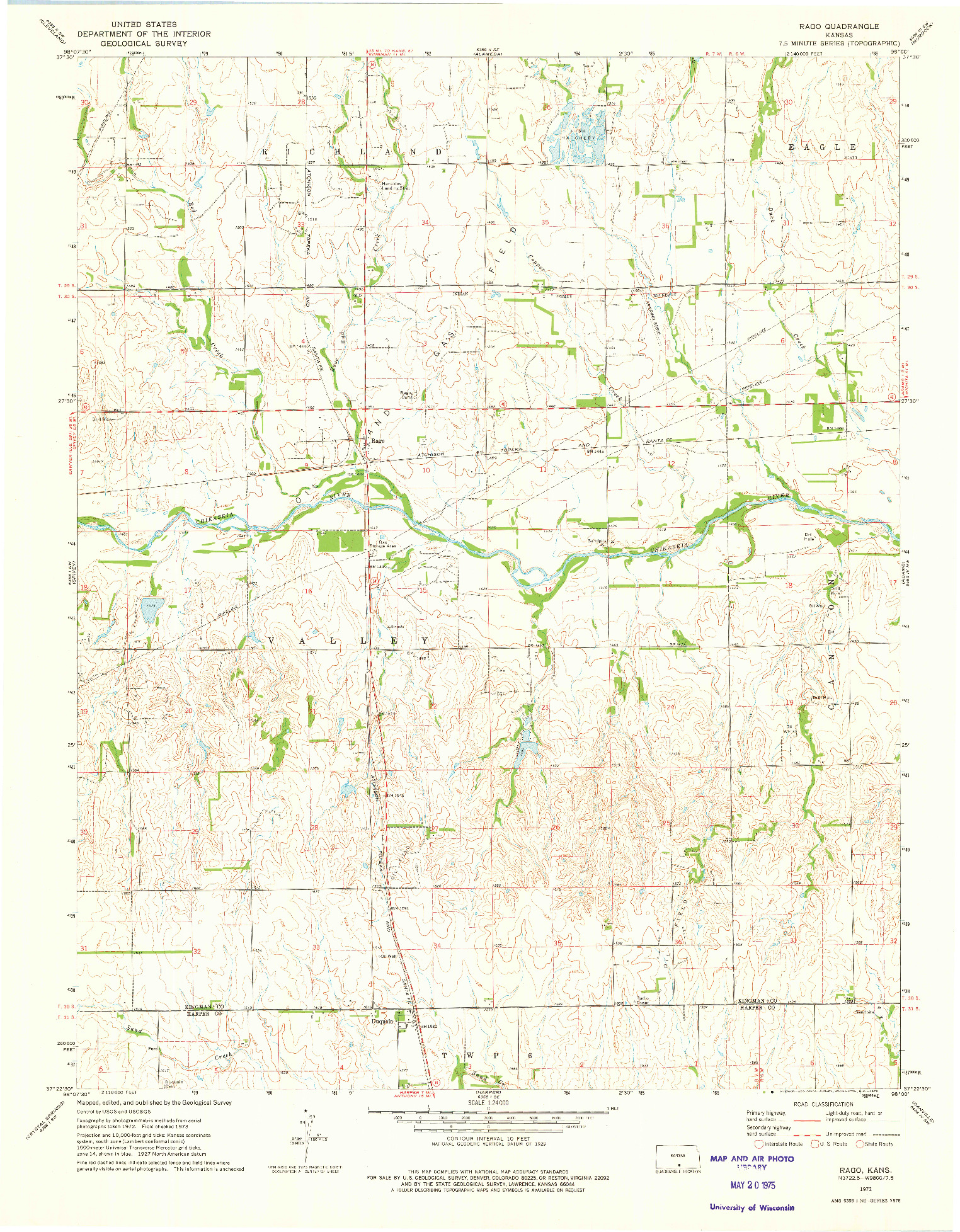 USGS 1:24000-SCALE QUADRANGLE FOR RAGO, KS 1973