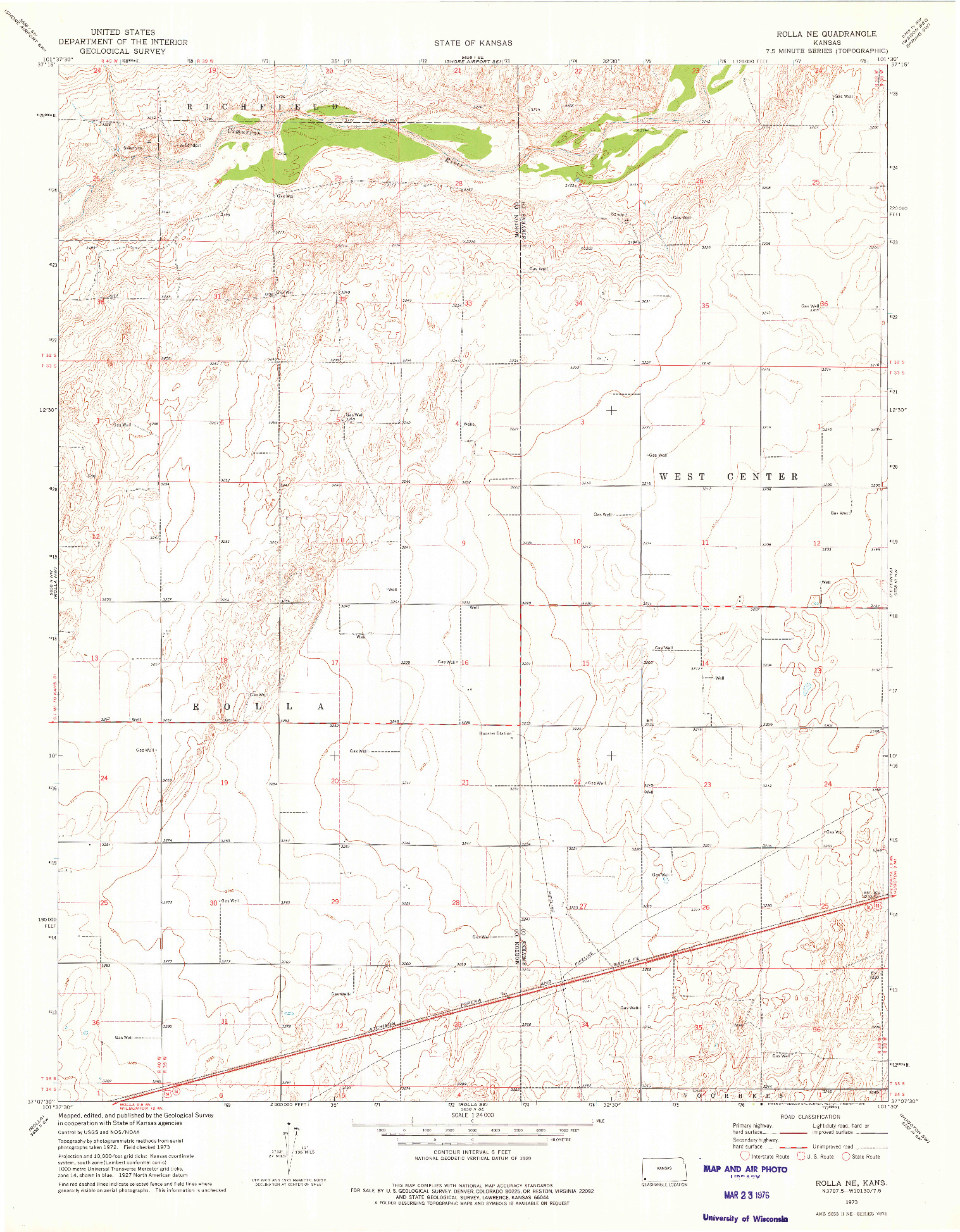 USGS 1:24000-SCALE QUADRANGLE FOR ROLLA NE, KS 1973